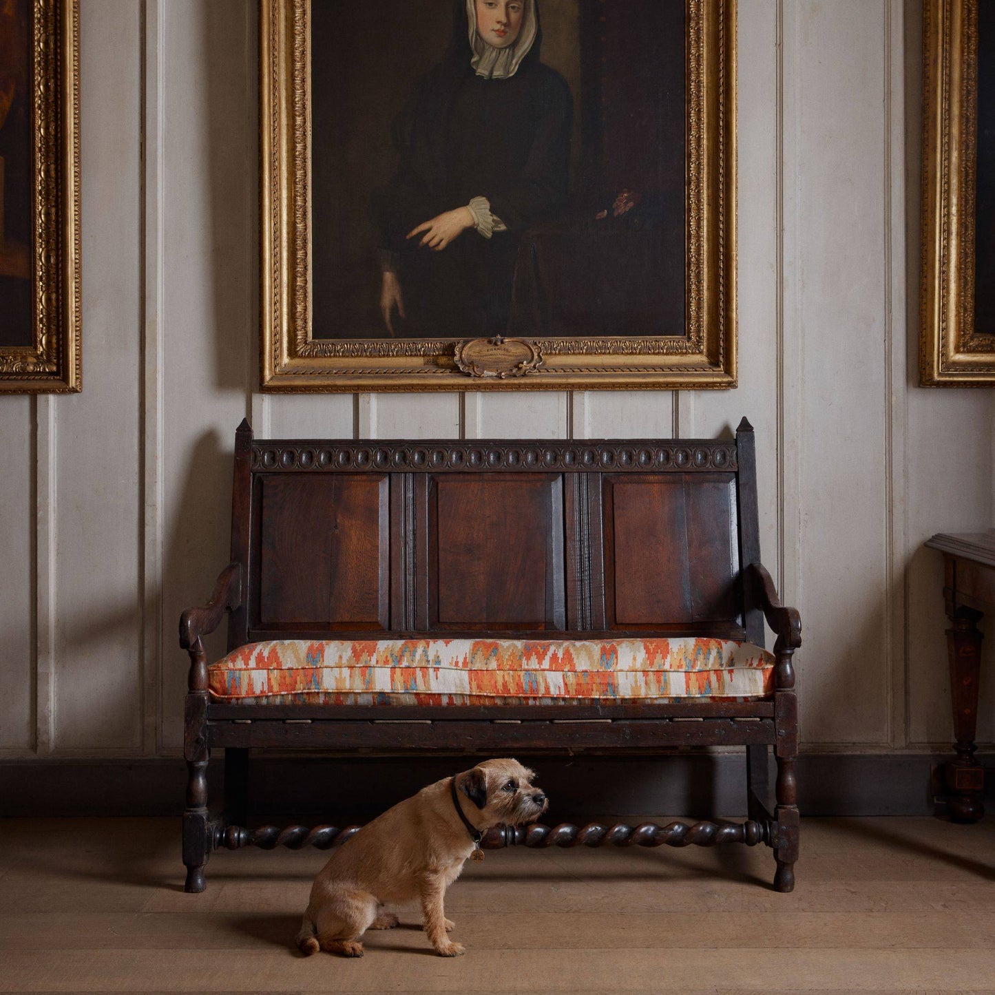 Vintage 18th Century Oak Settle with Upholstered Cushion - Summerfield & Scott