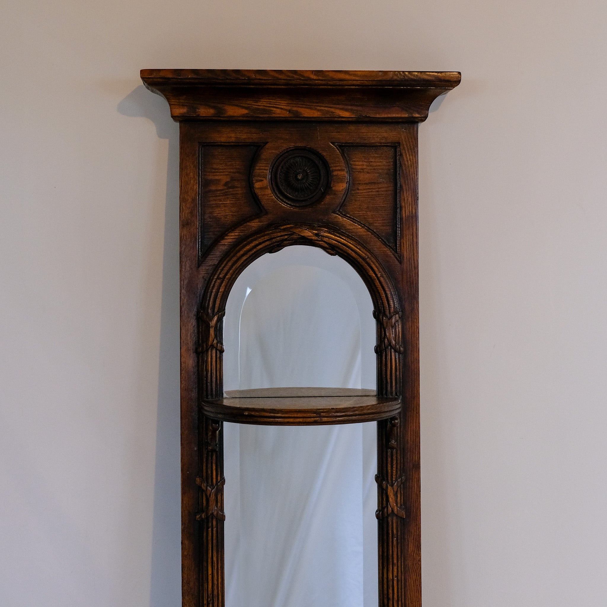 REGENCY OAK FRAMED WALL MIRROR WITH SHELVES