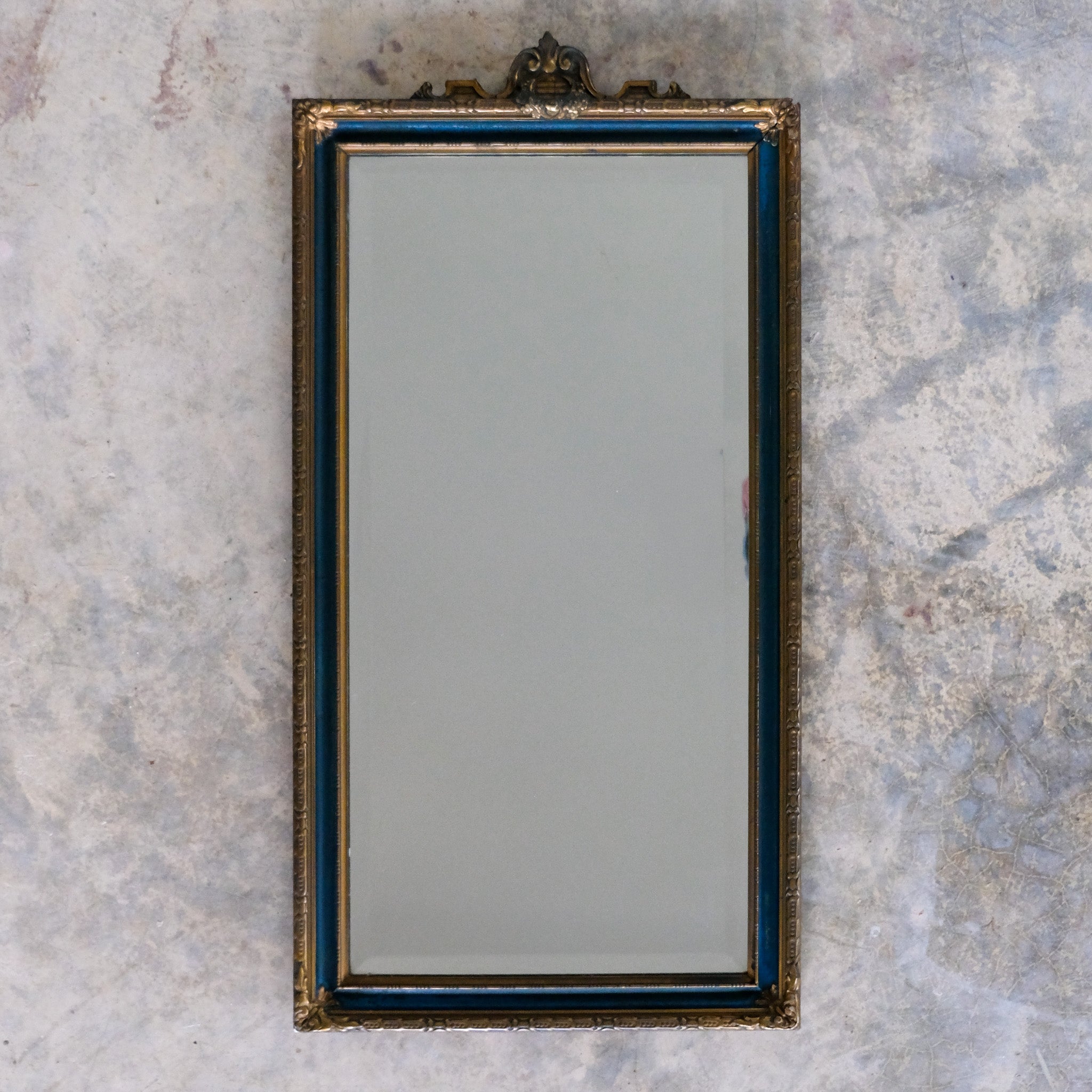 GILDED AND BLUE DETAILED WALL MIRROR