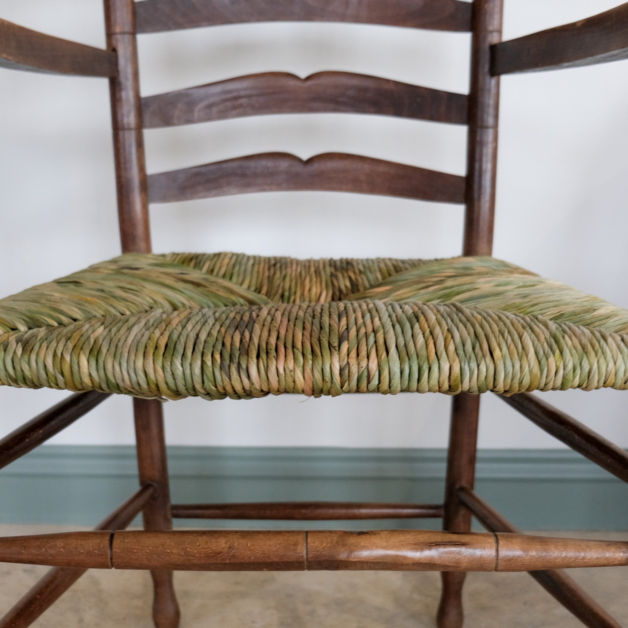 19th century ladder back carver armchair