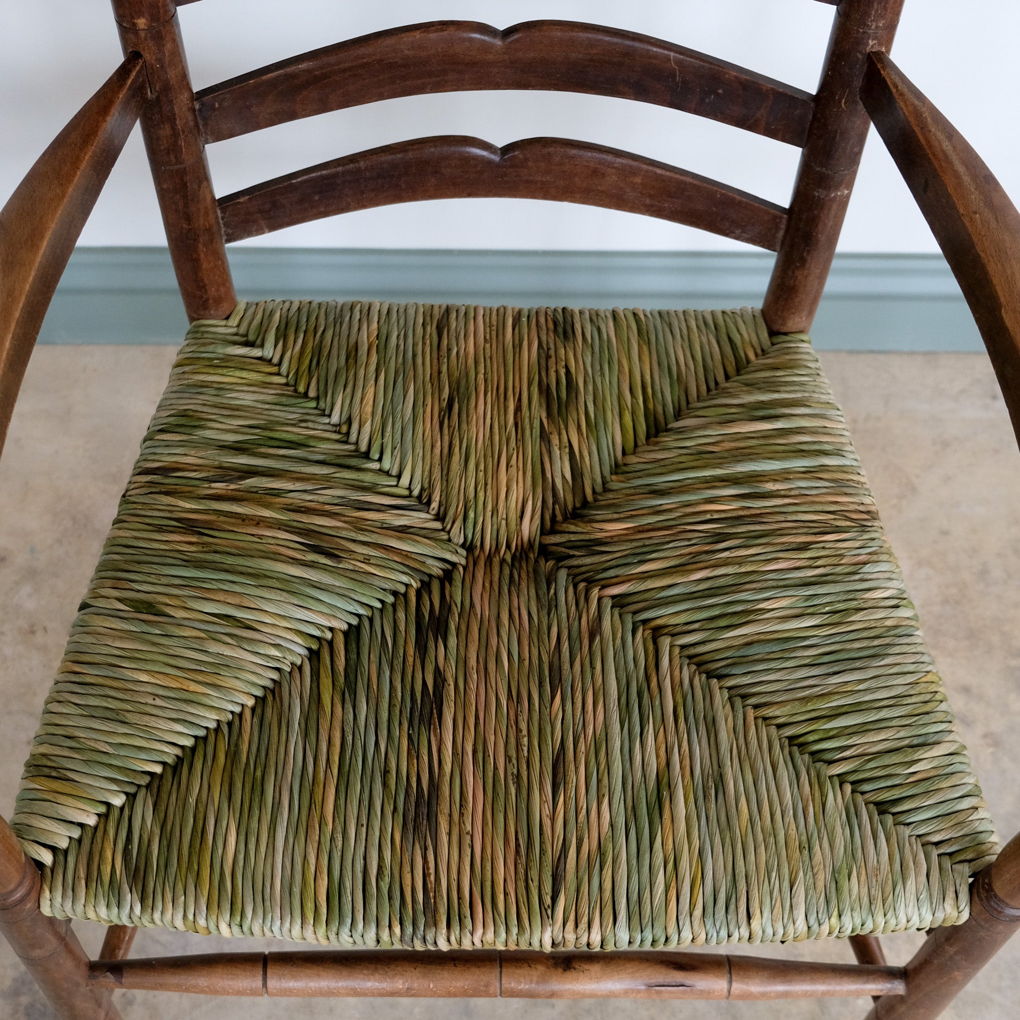 19th century ladder back carver armchair