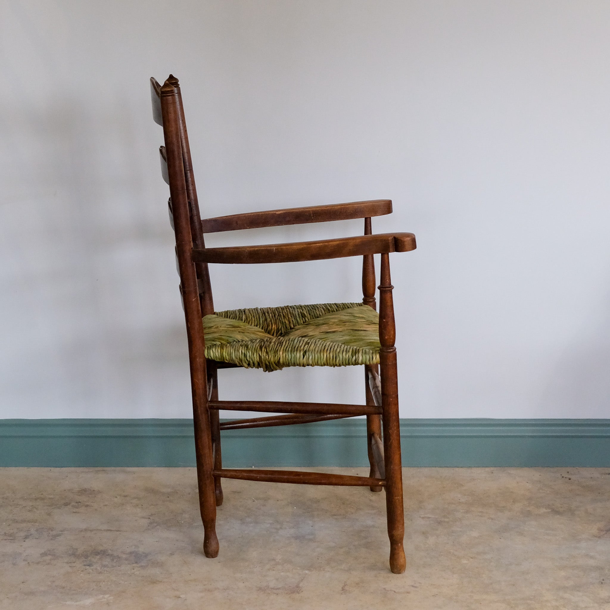 19th century ladder back carver armchair