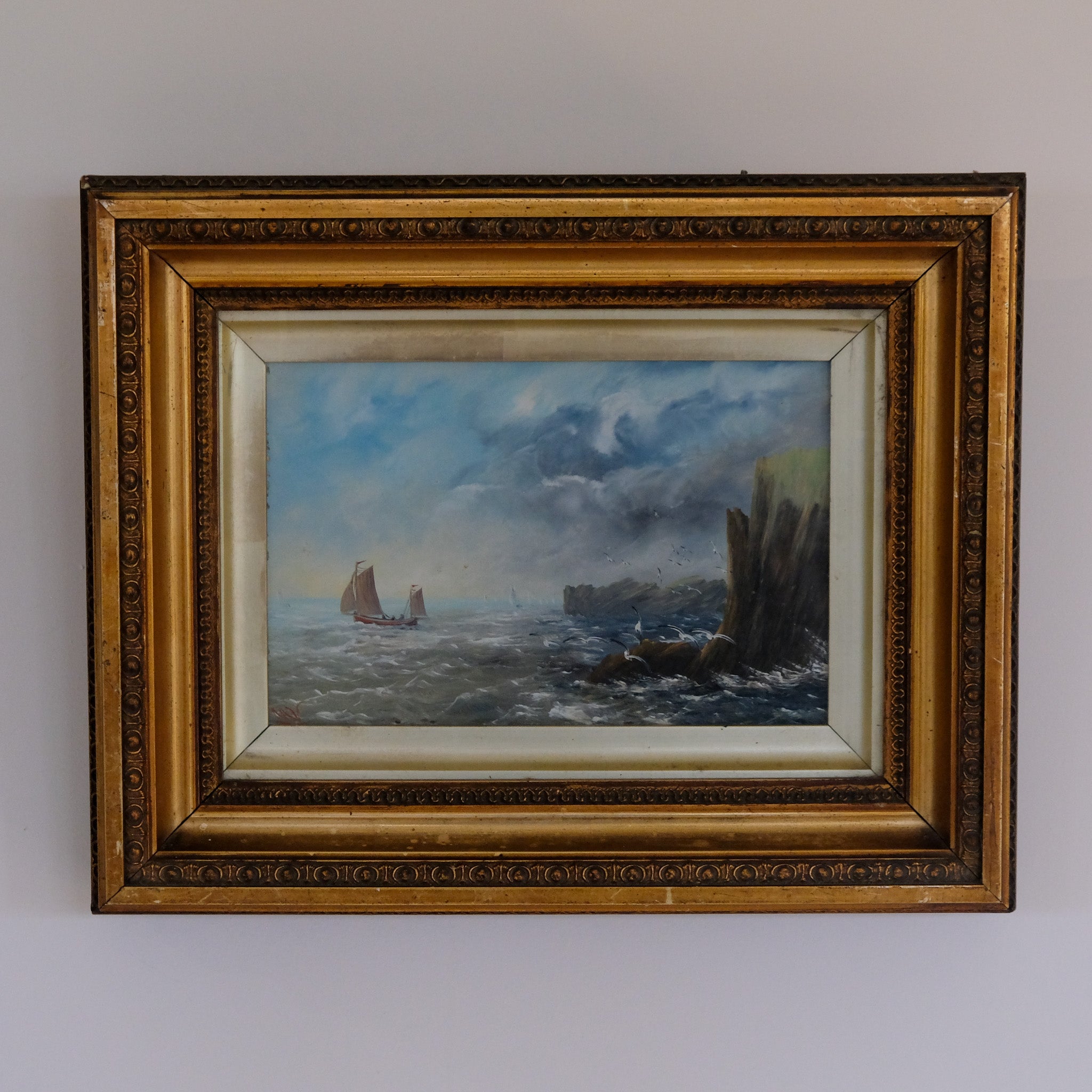 SCHOONER ON A CHOPPY SEA ENGLISH SCHOOL