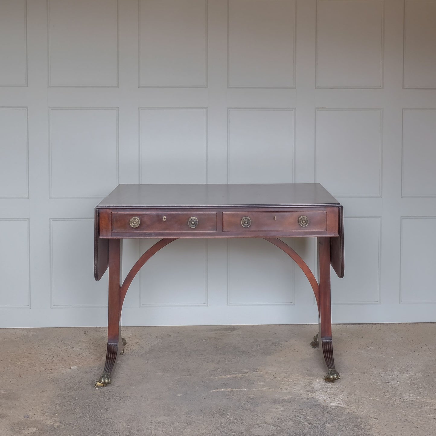 Regency Vintage Mahogany Sofa Table with leaves folded down by Summerfield & Scott