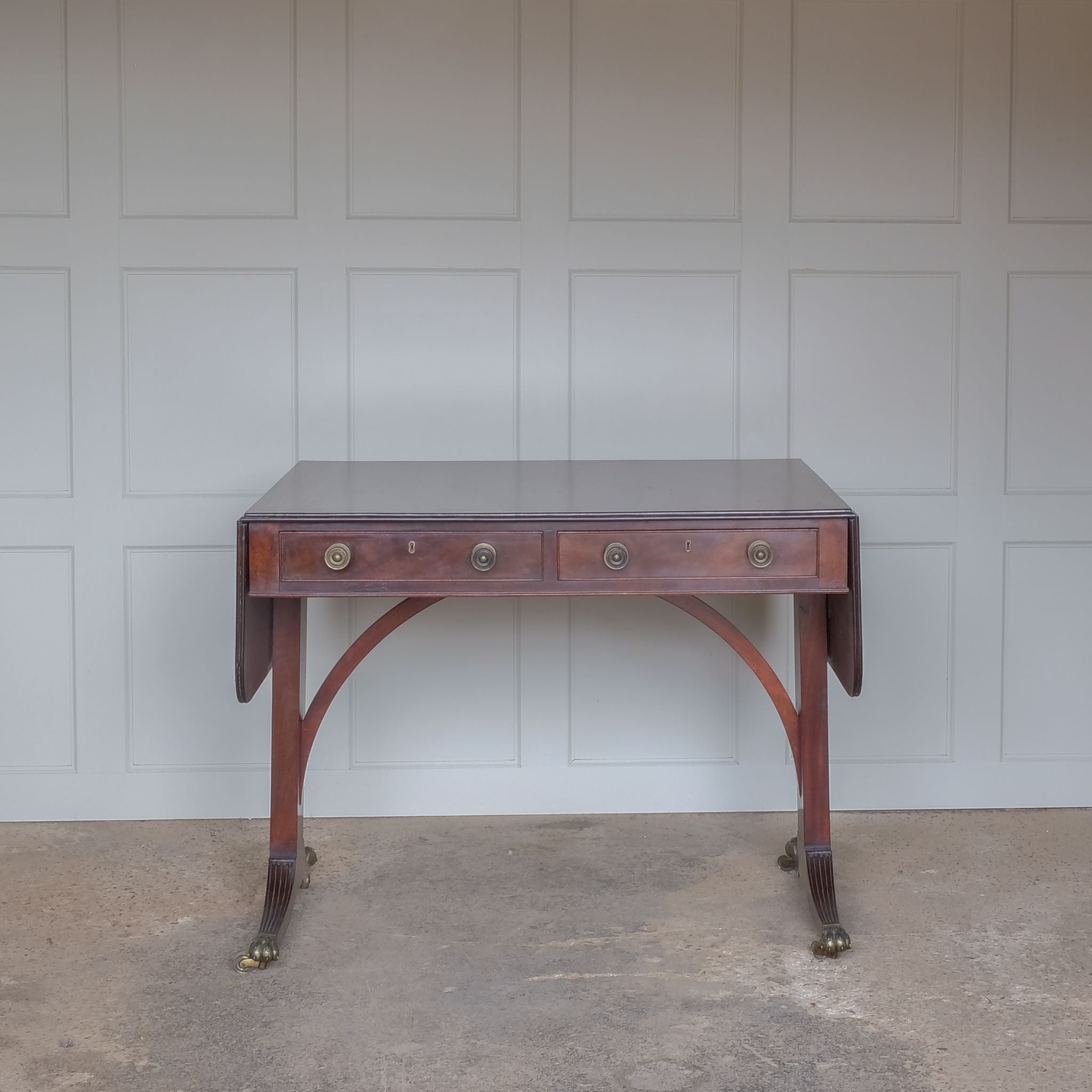 Regency Vintage Mahogany Sofa Table with leaves folded down by Summerfield & Scott