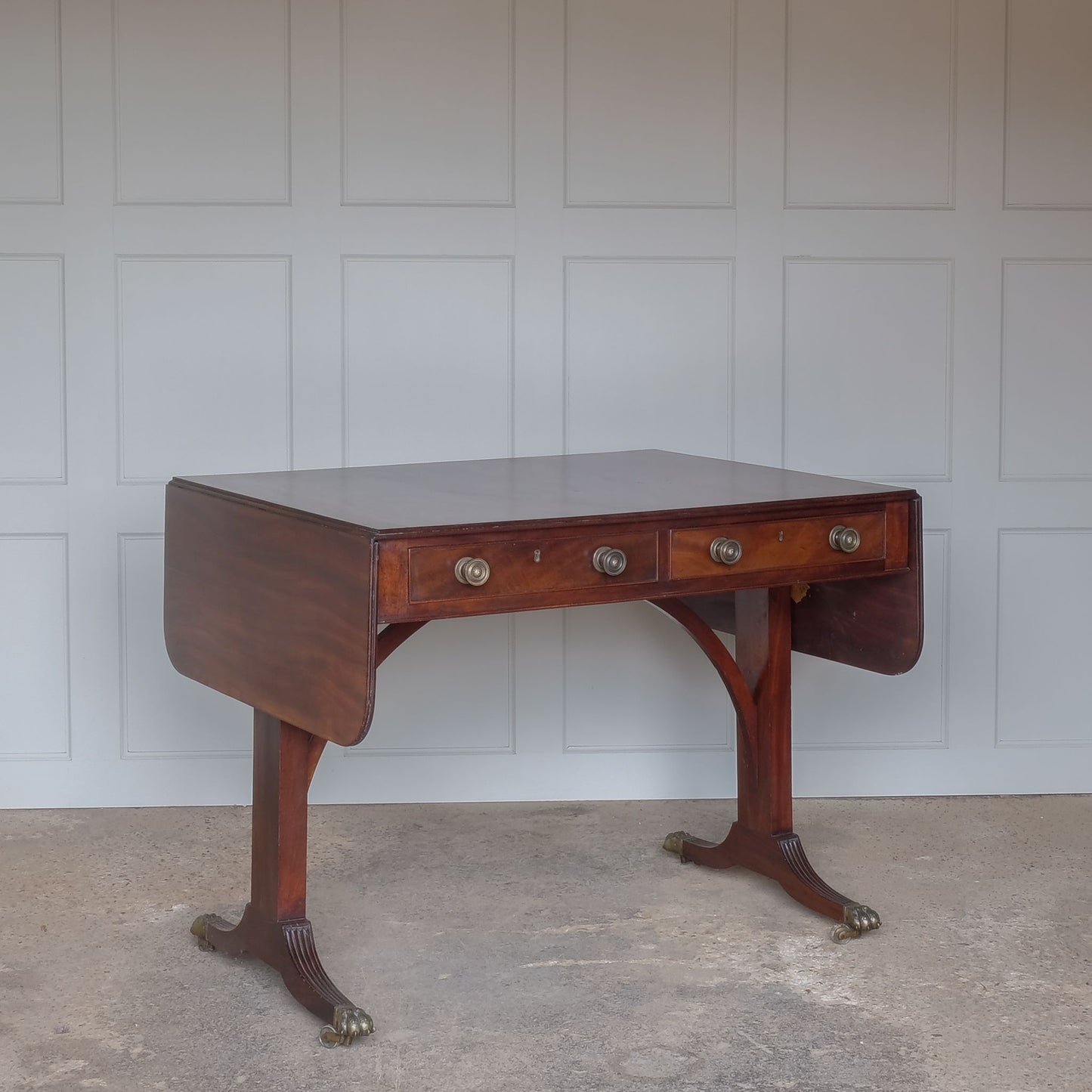 Side angle of Regency Vintage Mahogany Sofa Table by Summerfield & Scott