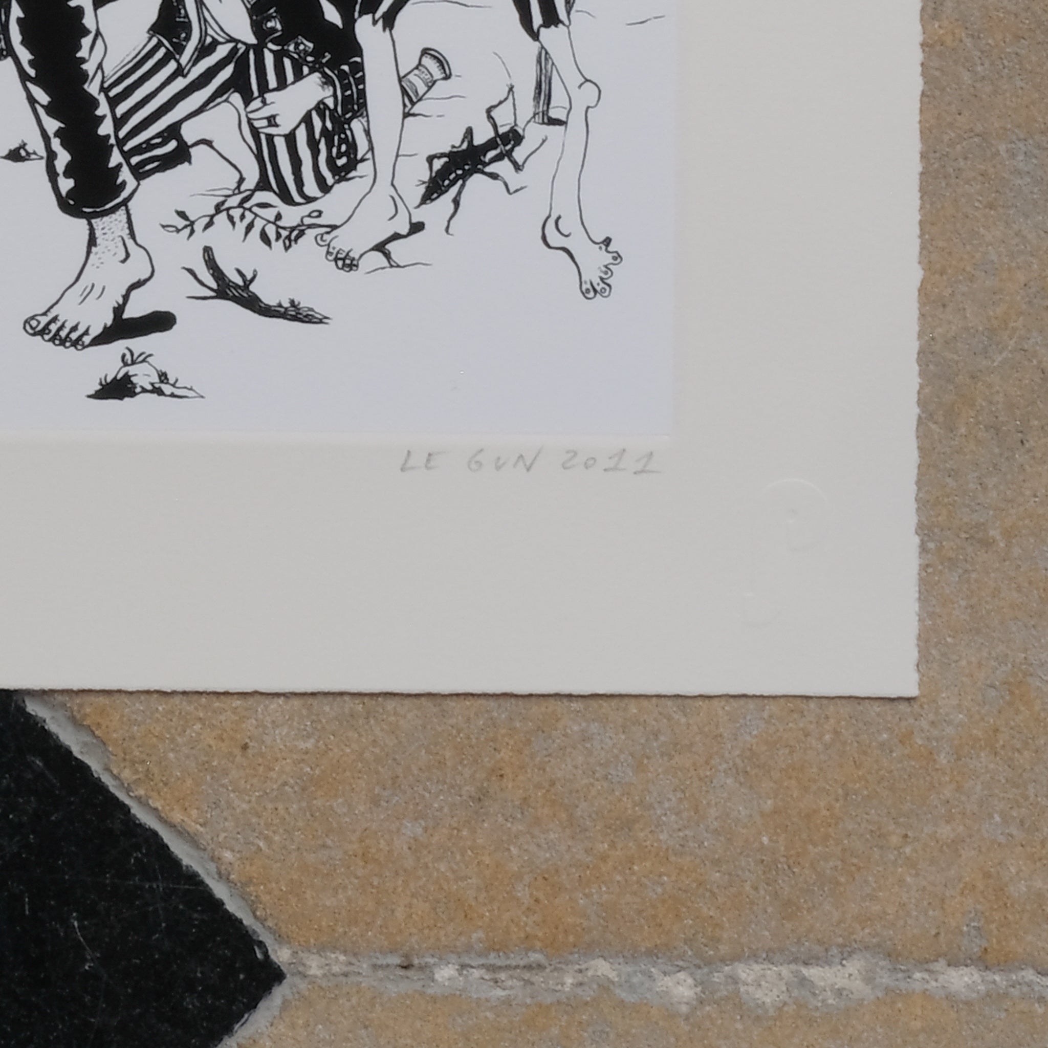 Signature on Le Gun Vintage Print, Signed and Dated in Pencil - THE TRAGIC DEMISE OF THE WHITE GUILLINULE. By Summerfield & Scott