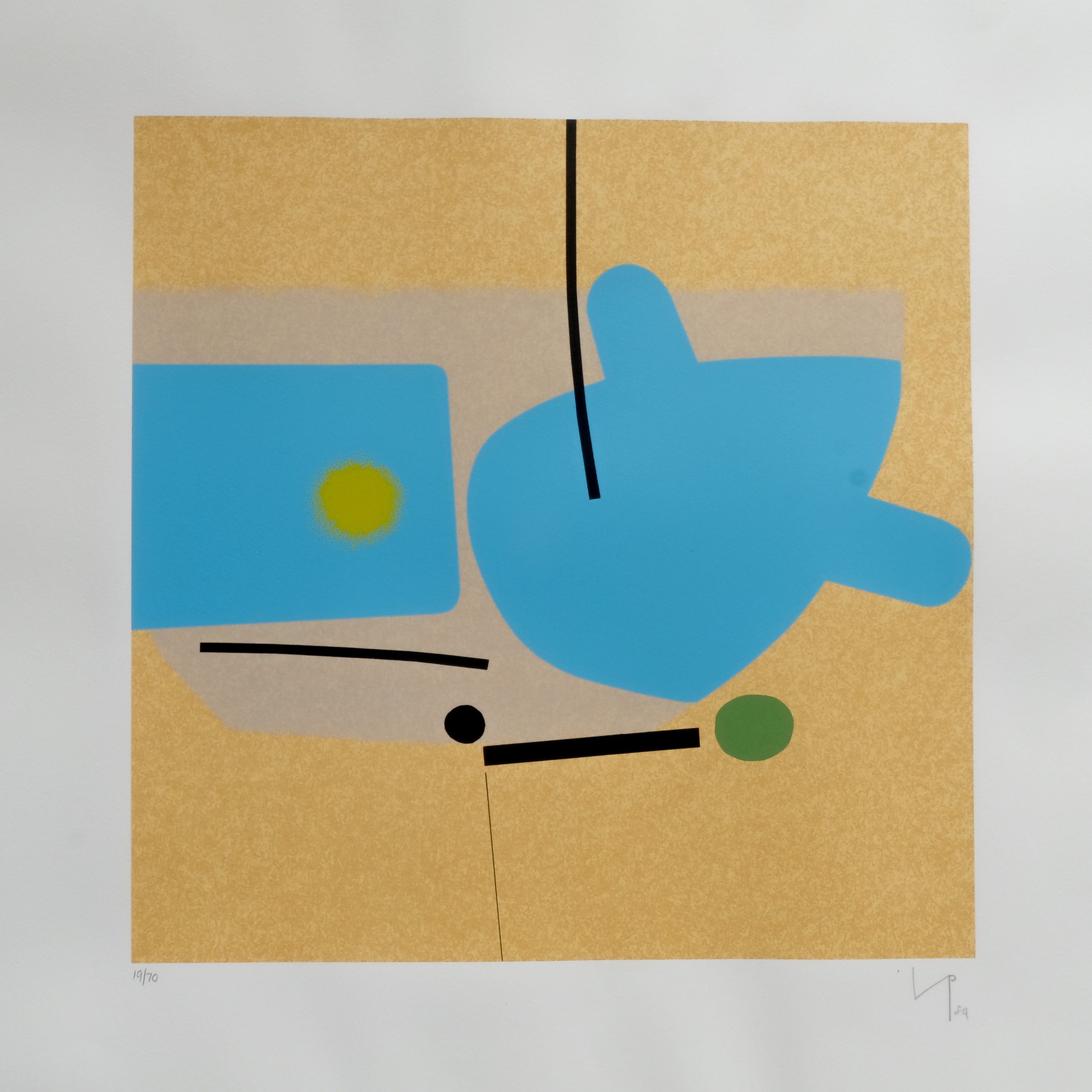 Victor Pasmore Vintage Print - TWO IMAGES (BLUE), Initialled and Dated. By Summerfield & Scott