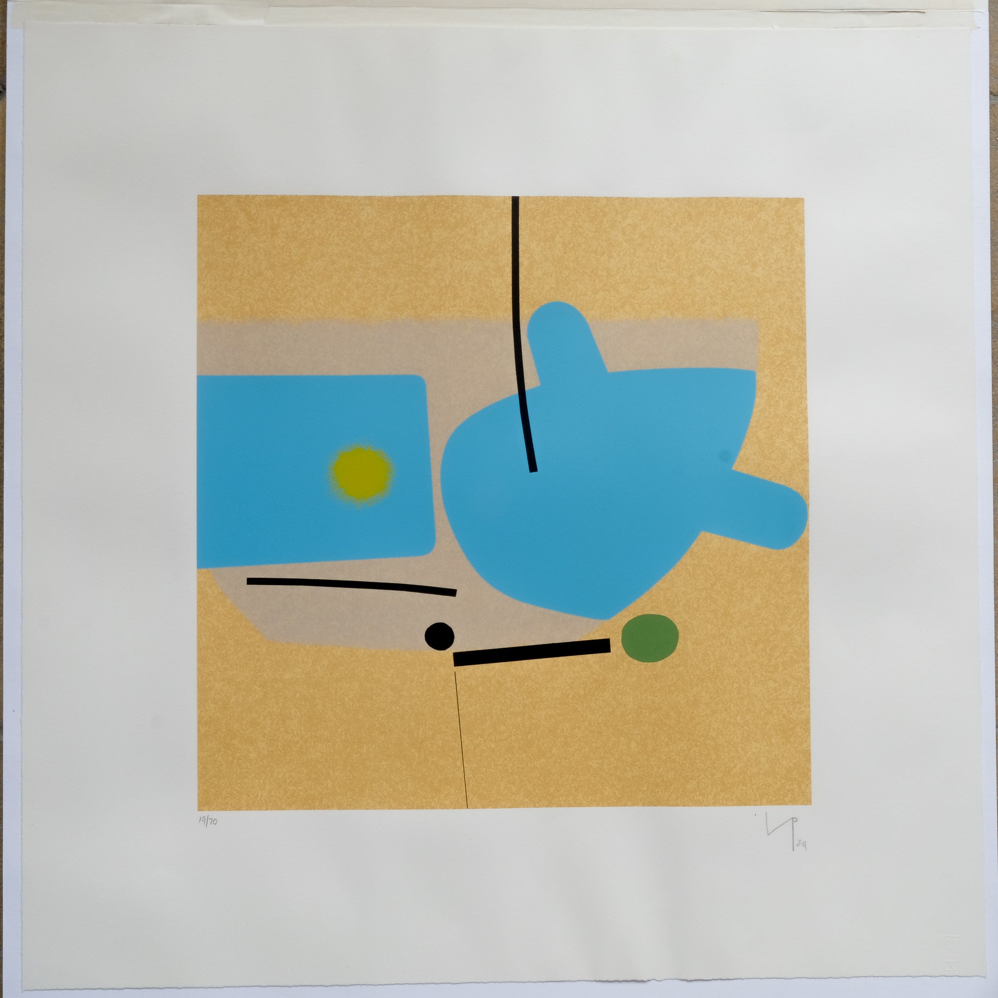 Victor Pasmore Vintage Print - TWO IMAGES (BLUE), Initialled and Dated. By Summerfield & Scott