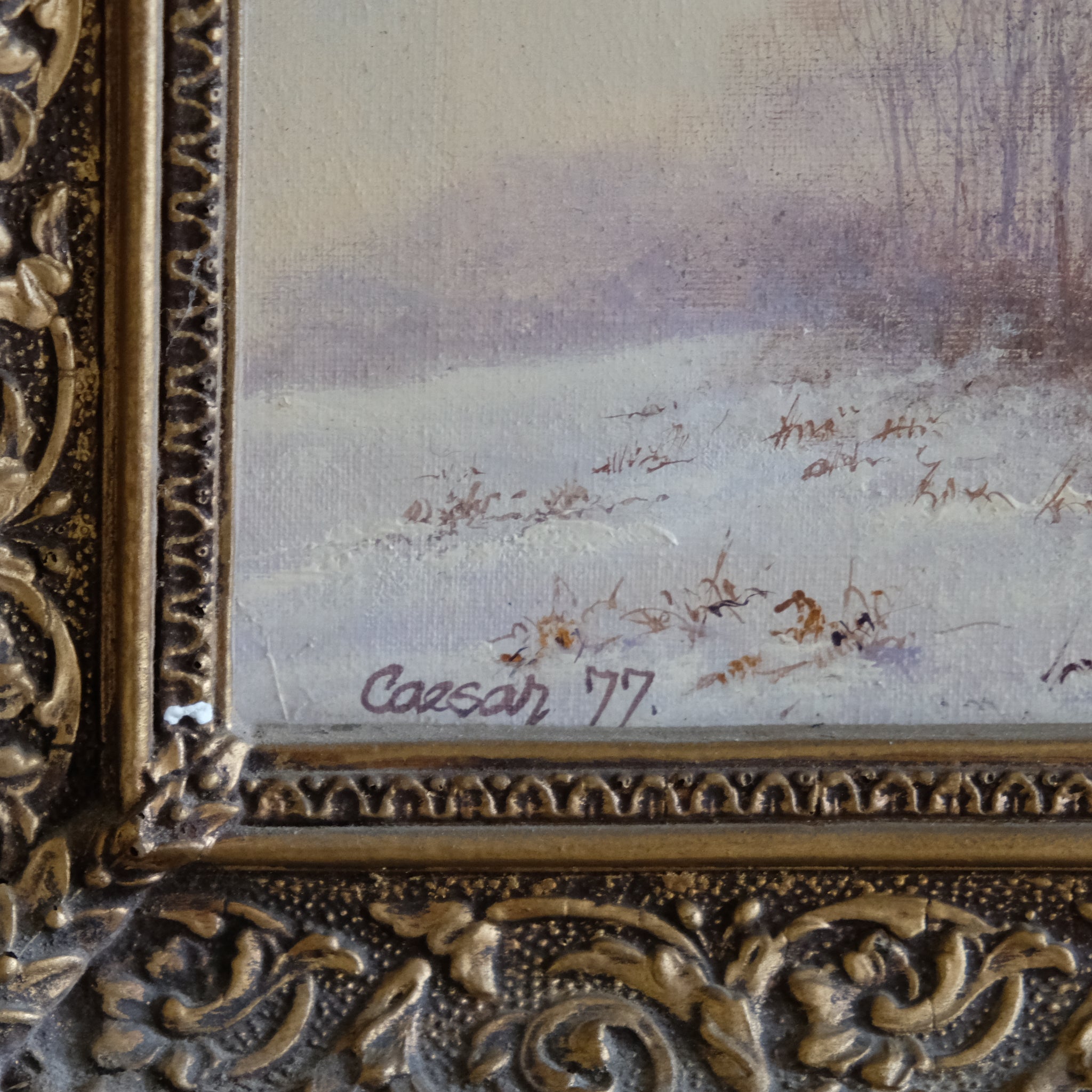 WINTER LANDSCAPE WITH A PHEASANT IN FLIGHT