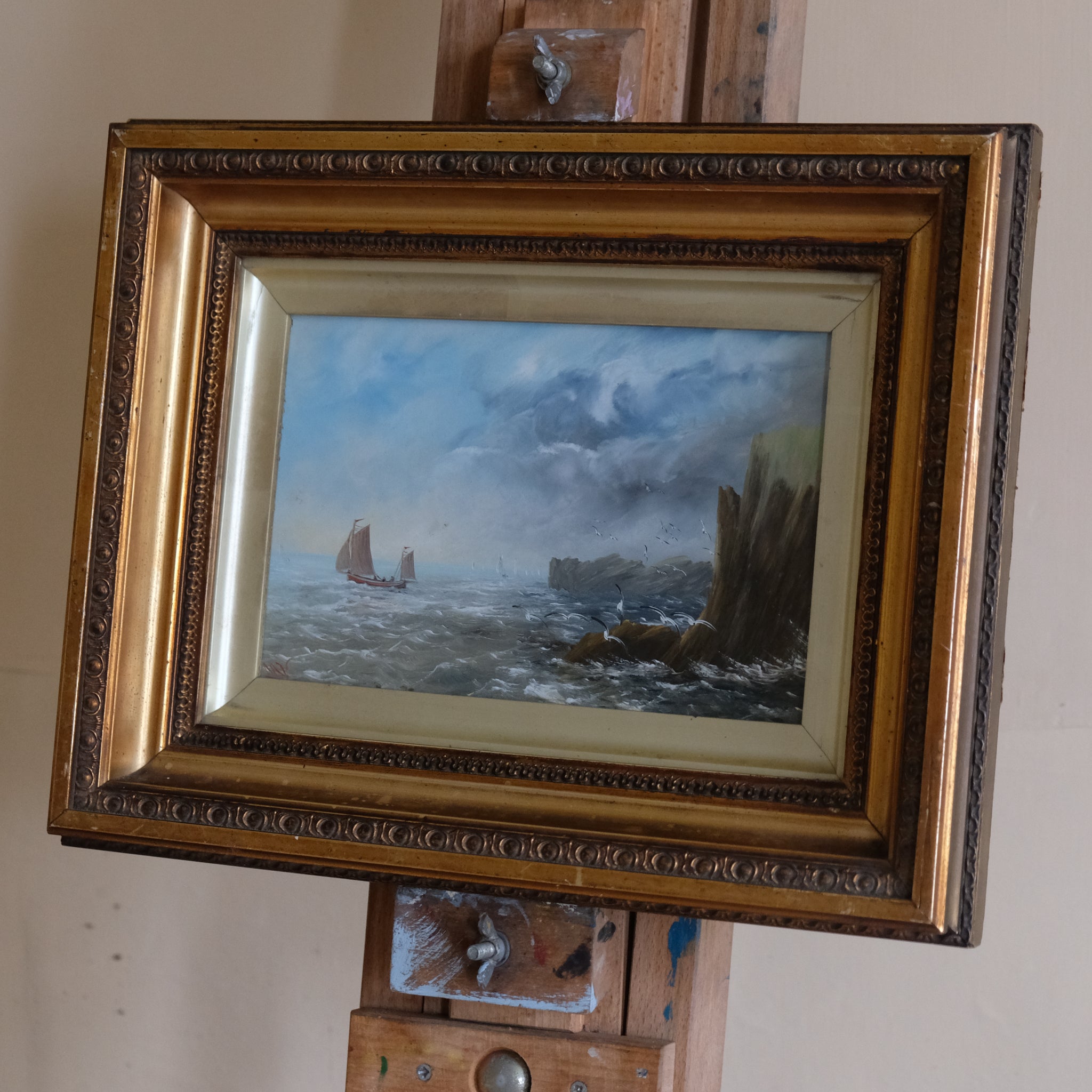 SCHOONER ON A CHOPPY SEA