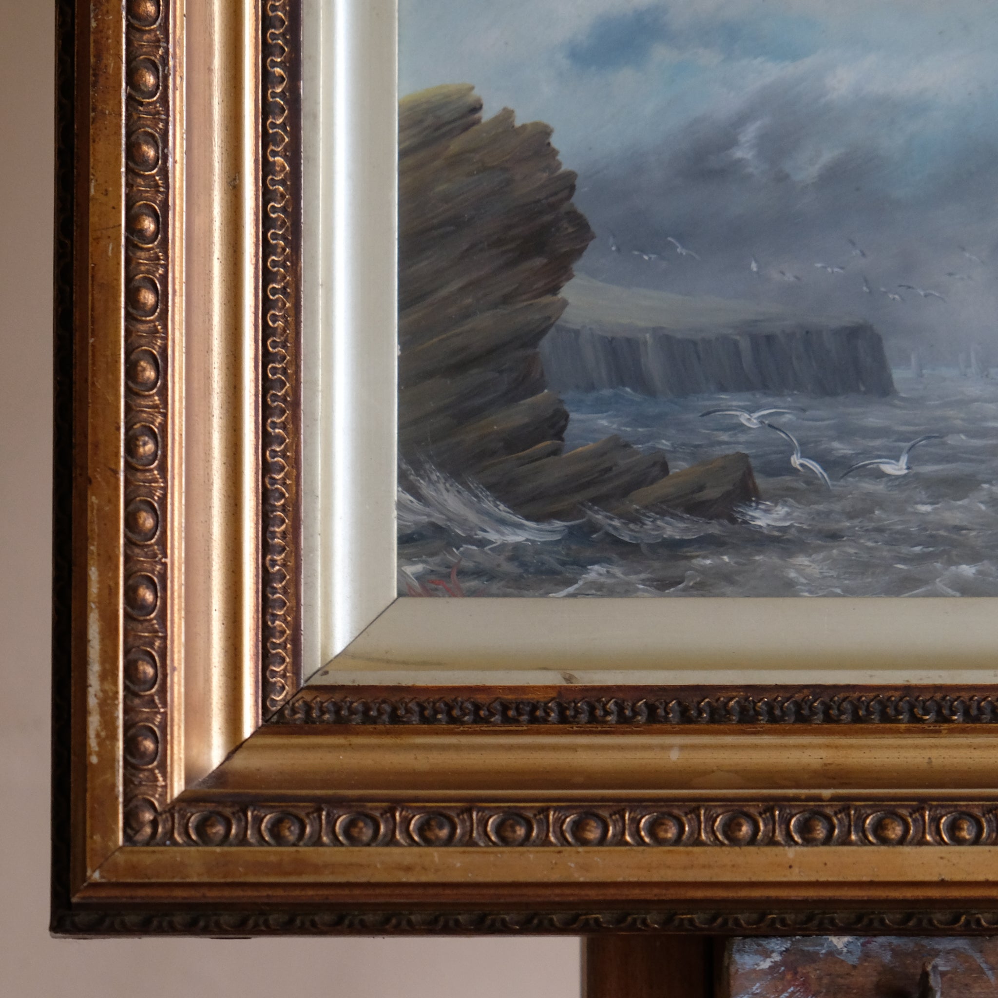 COASTAL SEASCAPE WITH SAILING BOAT ENGLISH SCHOOL