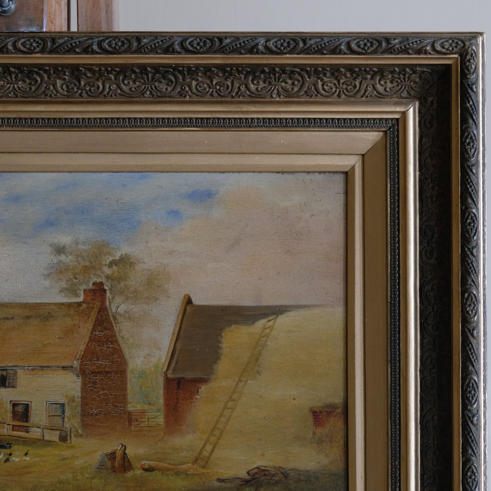 EARLY 20TH CENTURY FARMYARD SCENE WITH GEESE BY A J BAKER