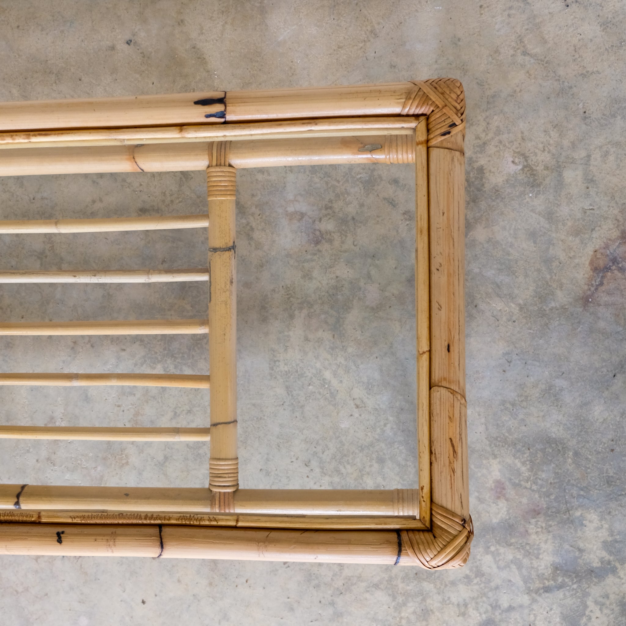 MID CENTURY BAMBOO AND RATTAN LOW COFFEE TABLE