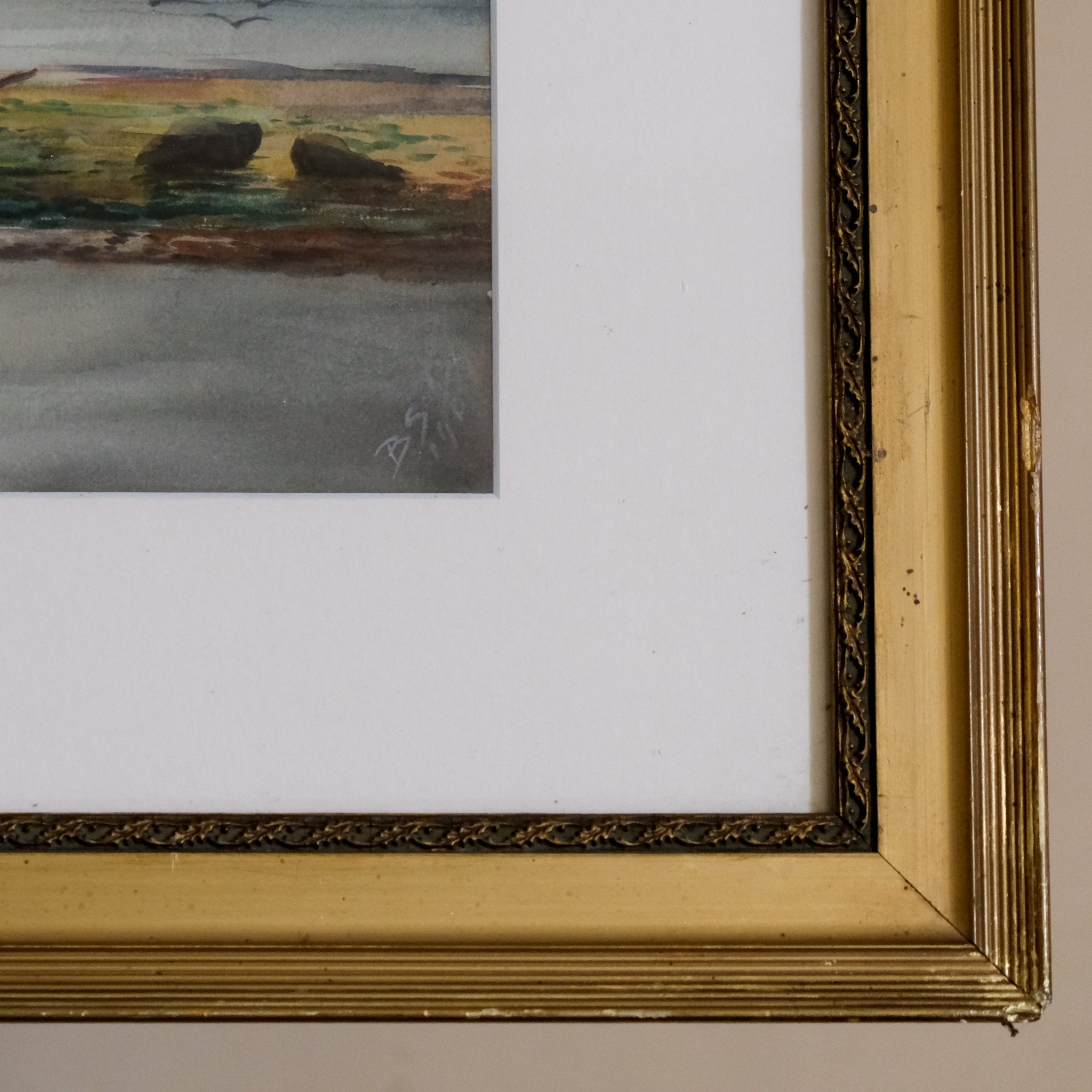 Estuary Scene with Fishing Boats and Cockle Pickers