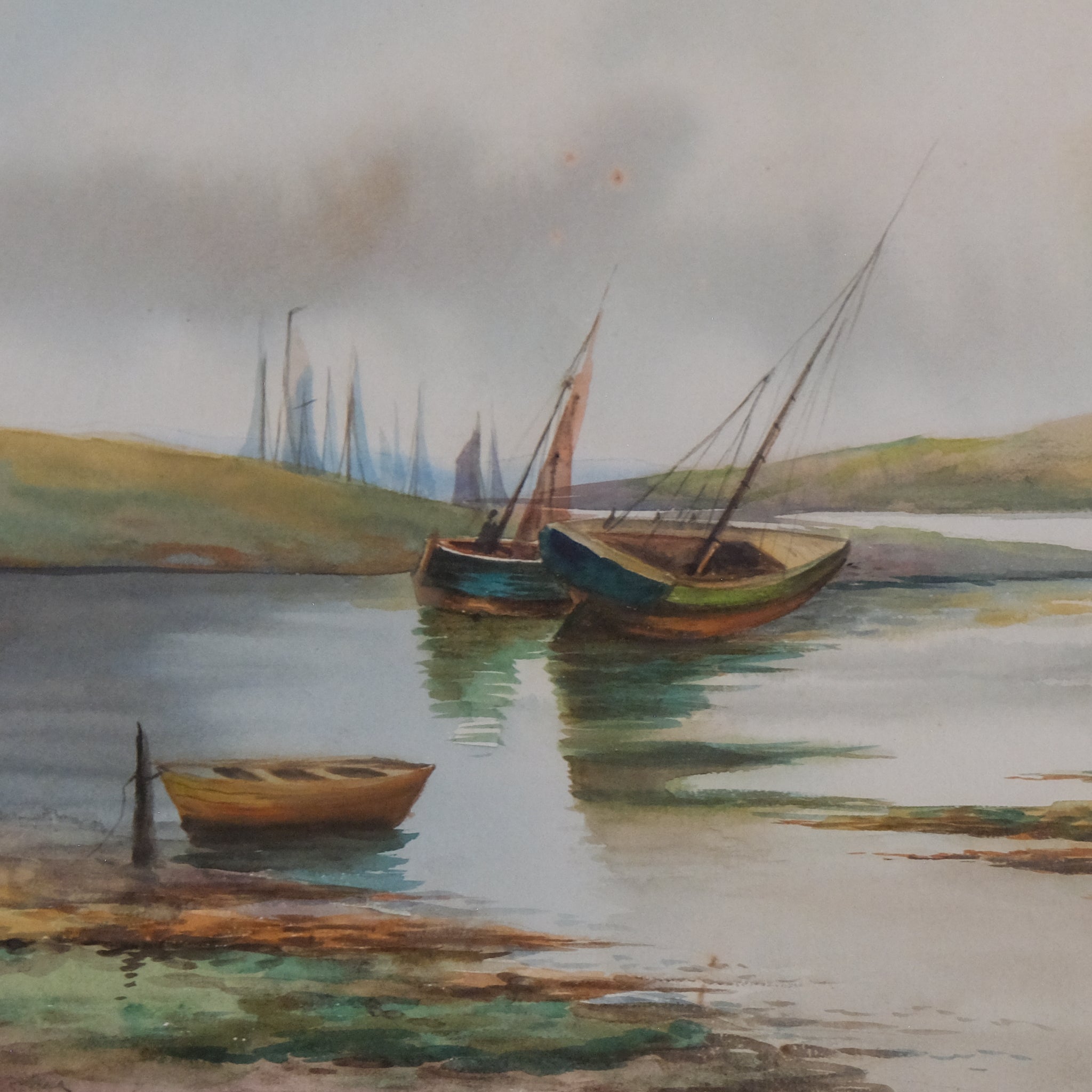 Estuary Scene with Fishing Boats and Cockle Pickers