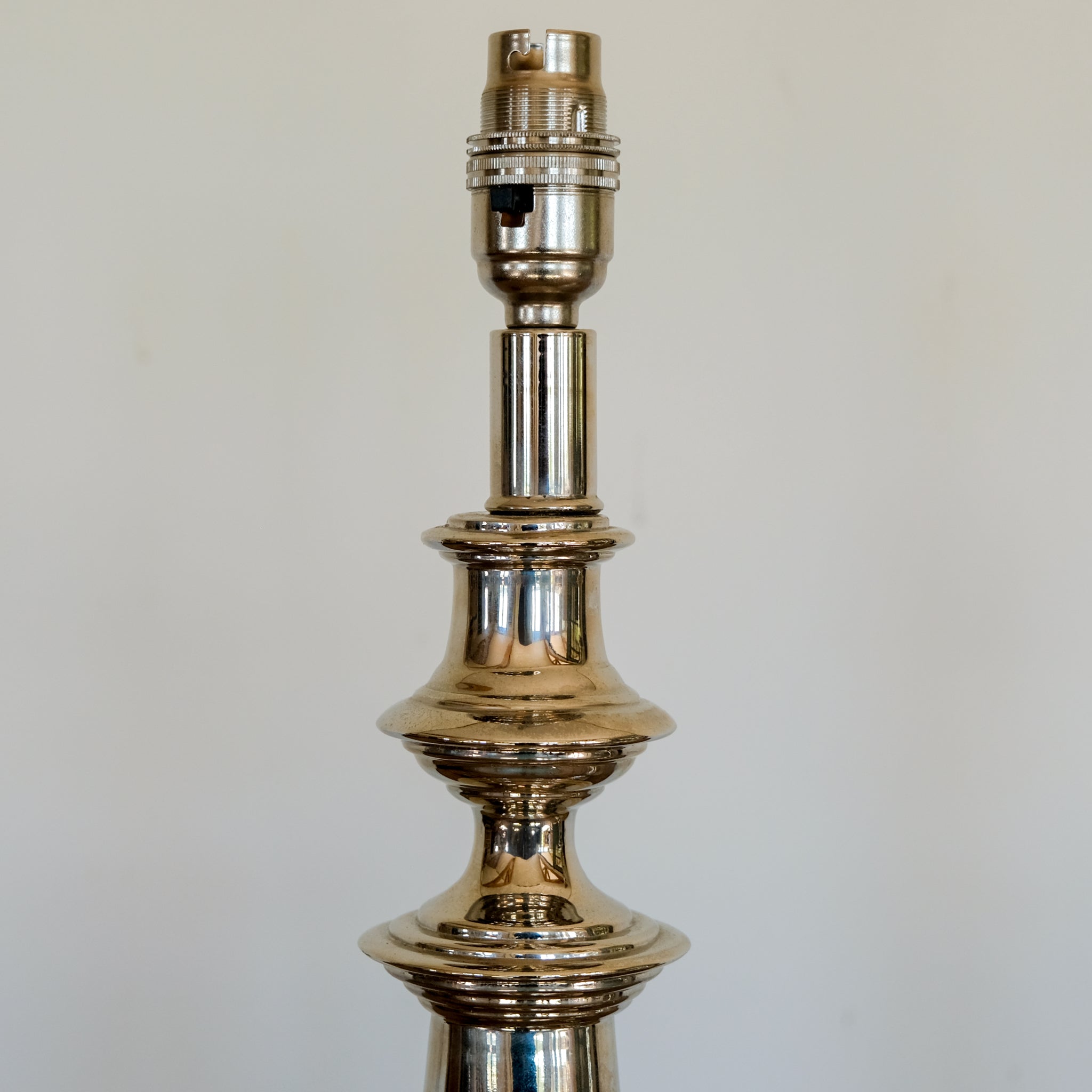 SUPERB PAIR OF FRENCH NICKEL-PLATED TABLE LAMPS