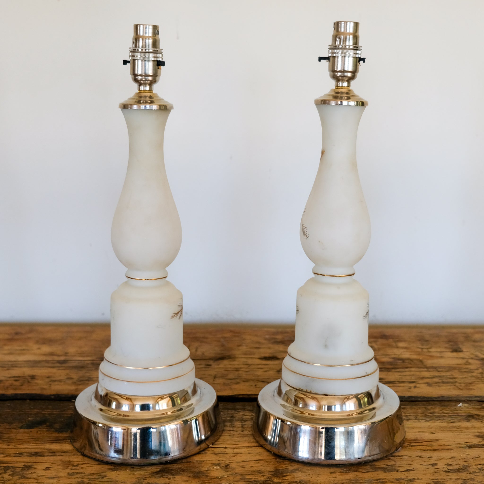 Pair of 1920s Milk Glass Table Lamps