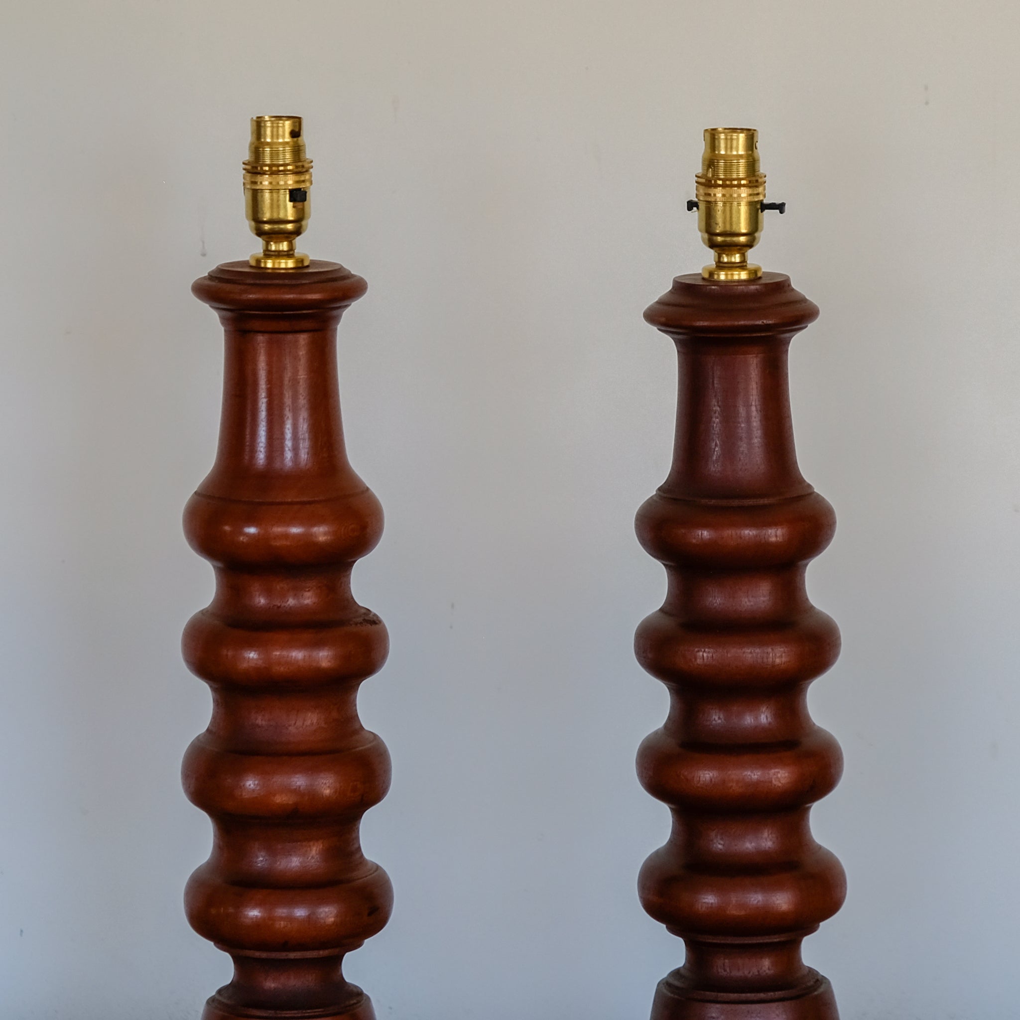 Pair of Turned Mahogany Table Lamps