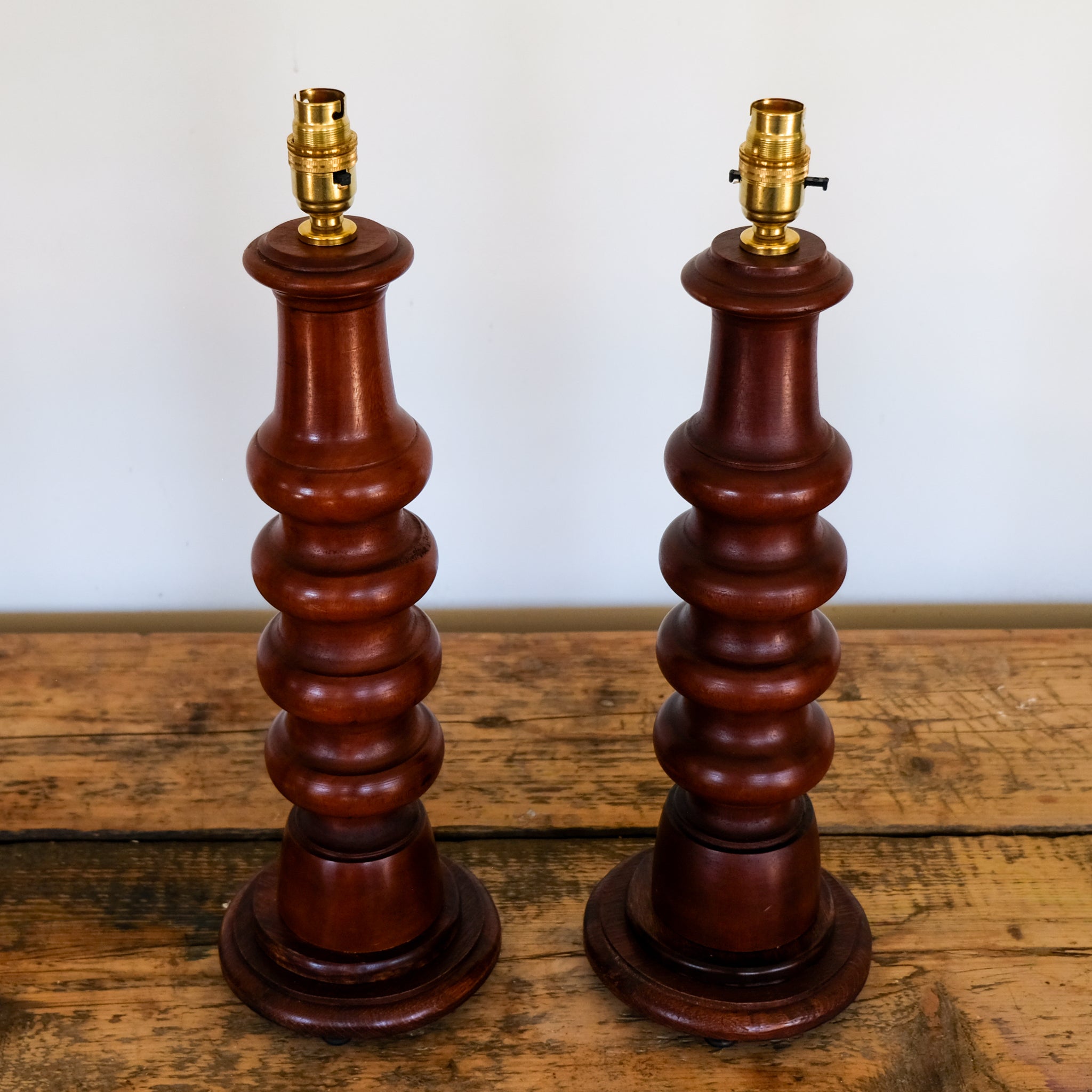 Pair of Turned Mahogany Table Lamps