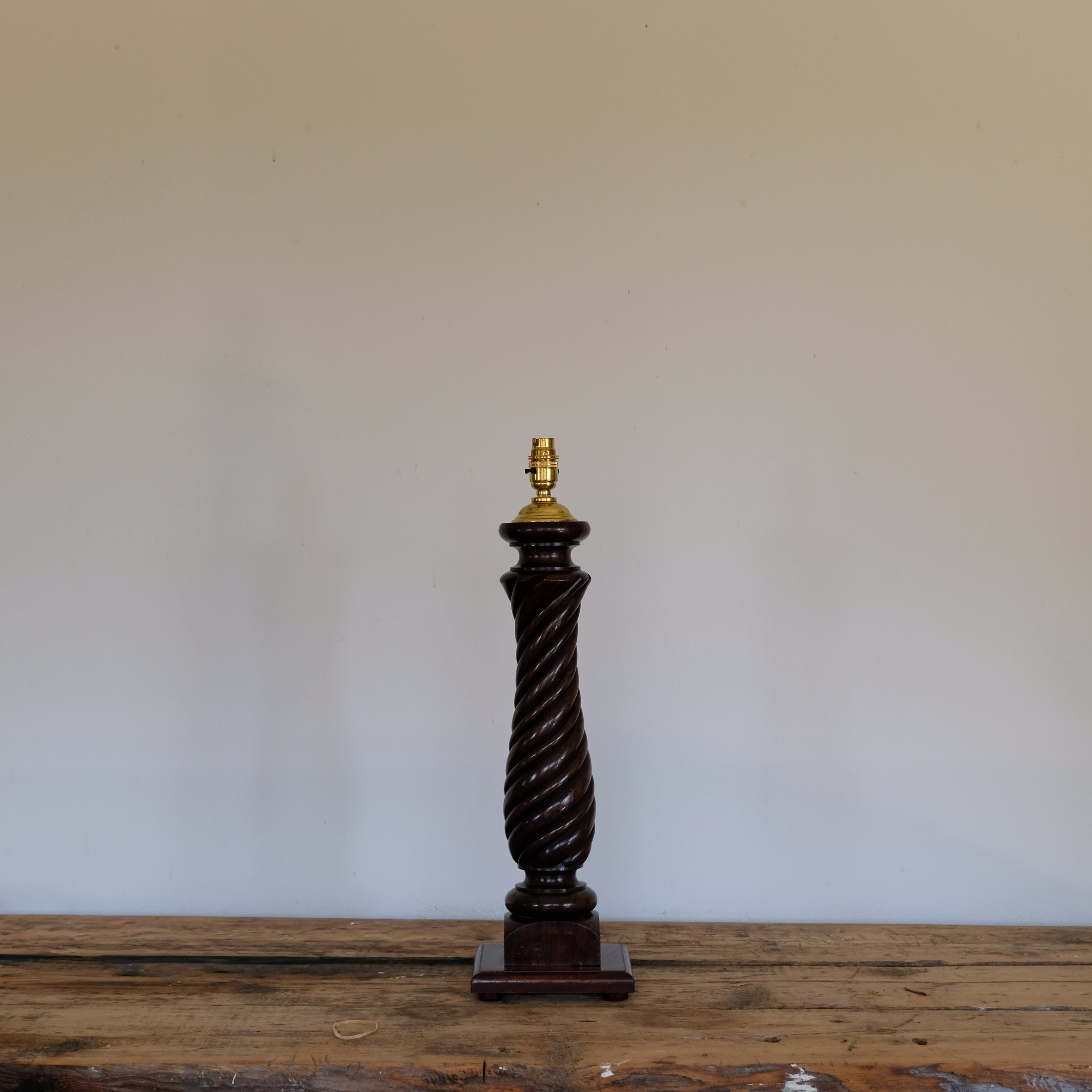 Large Barley Twist Hardwood Table Lamp