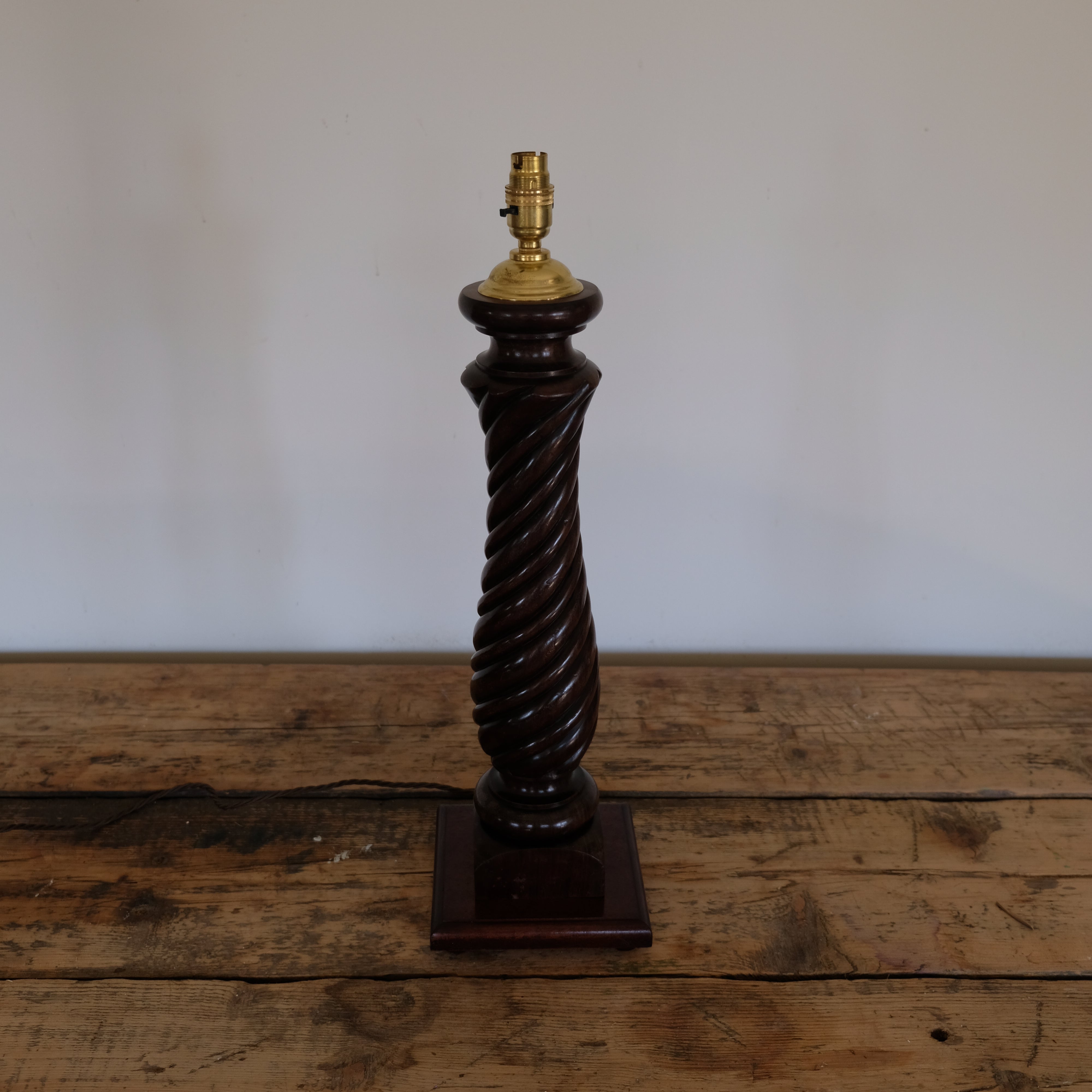 Large Barley Twist Hardwood Table Lamp
