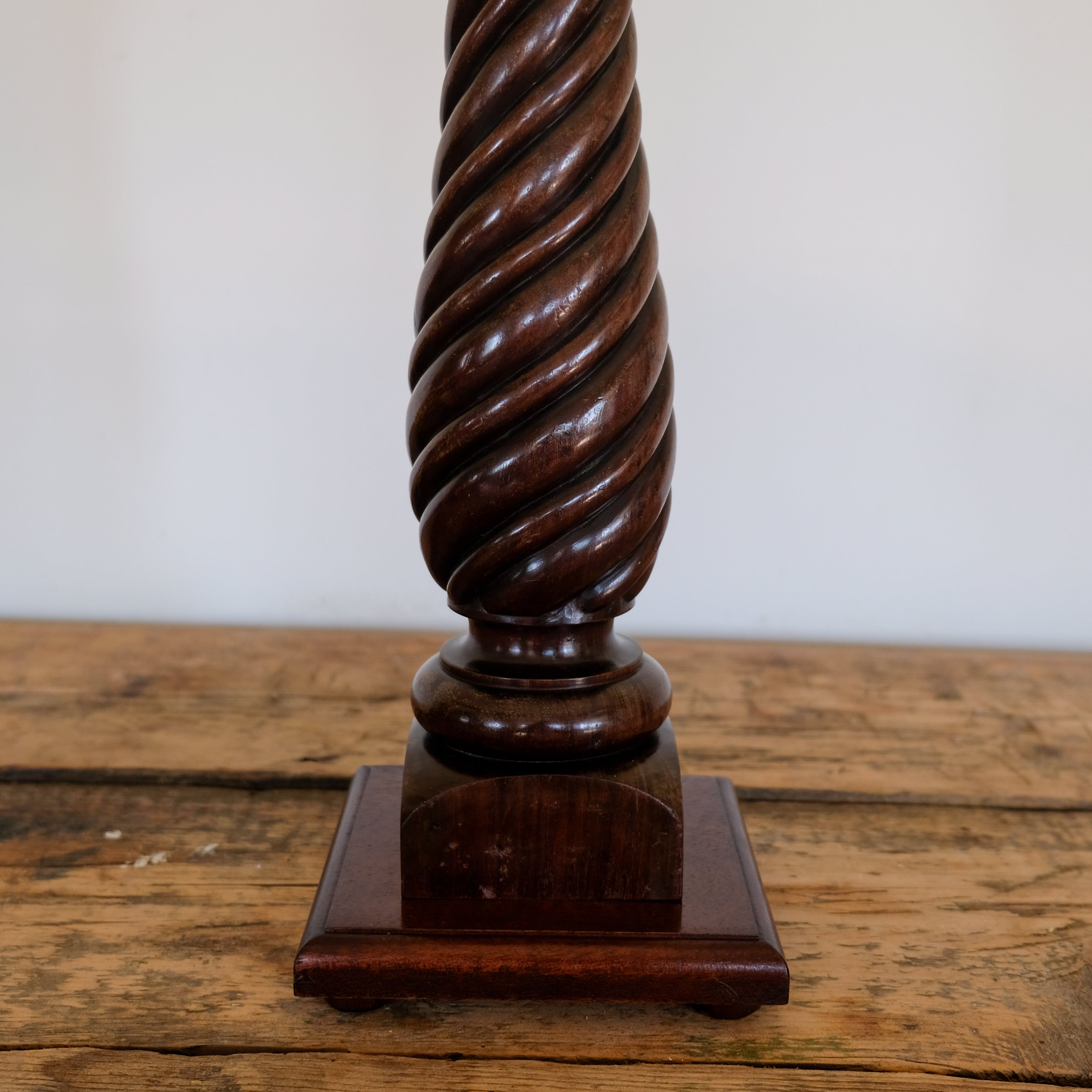 Large Barley Twist Hardwood Table Lamp