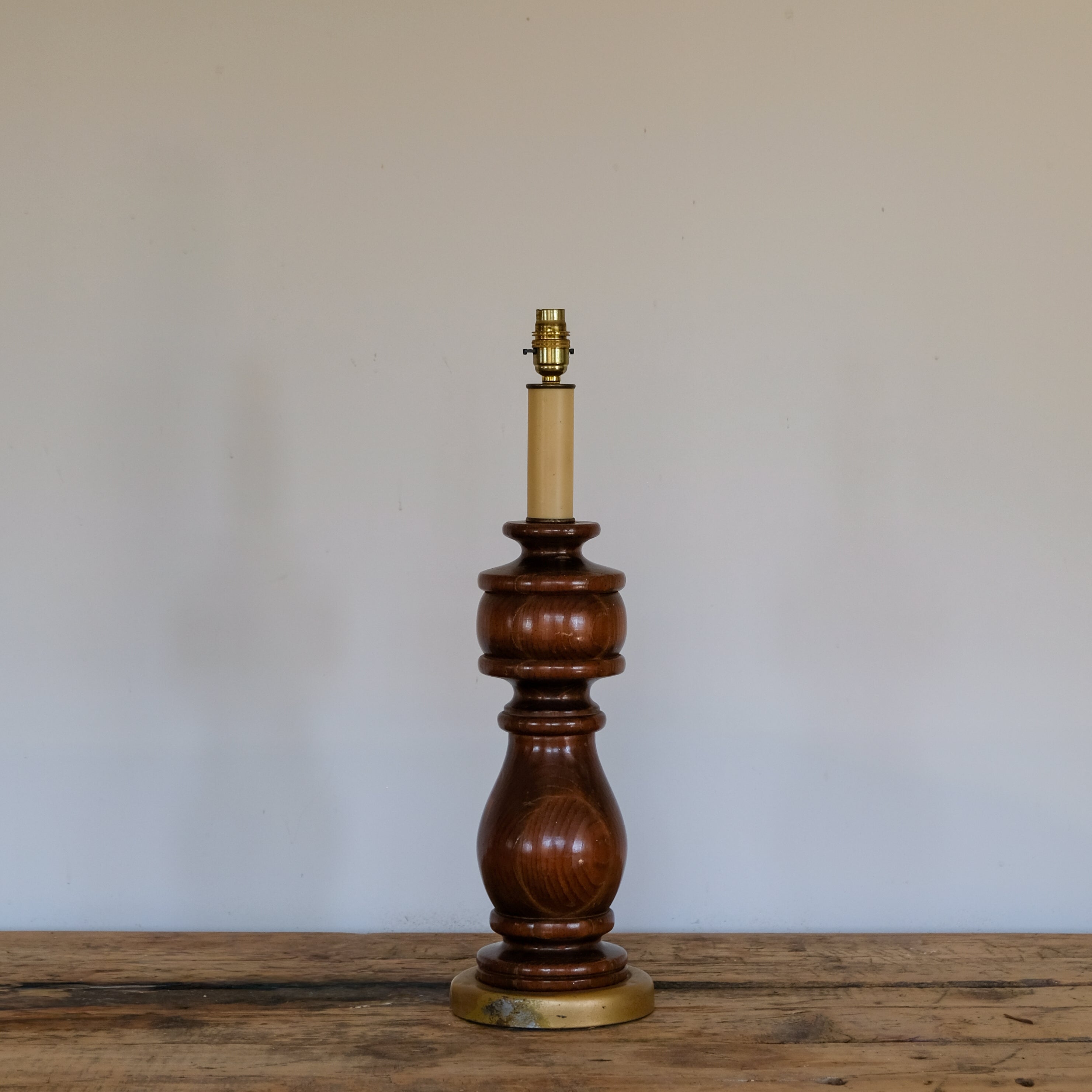 Large Turned Hardwood Table Lamp