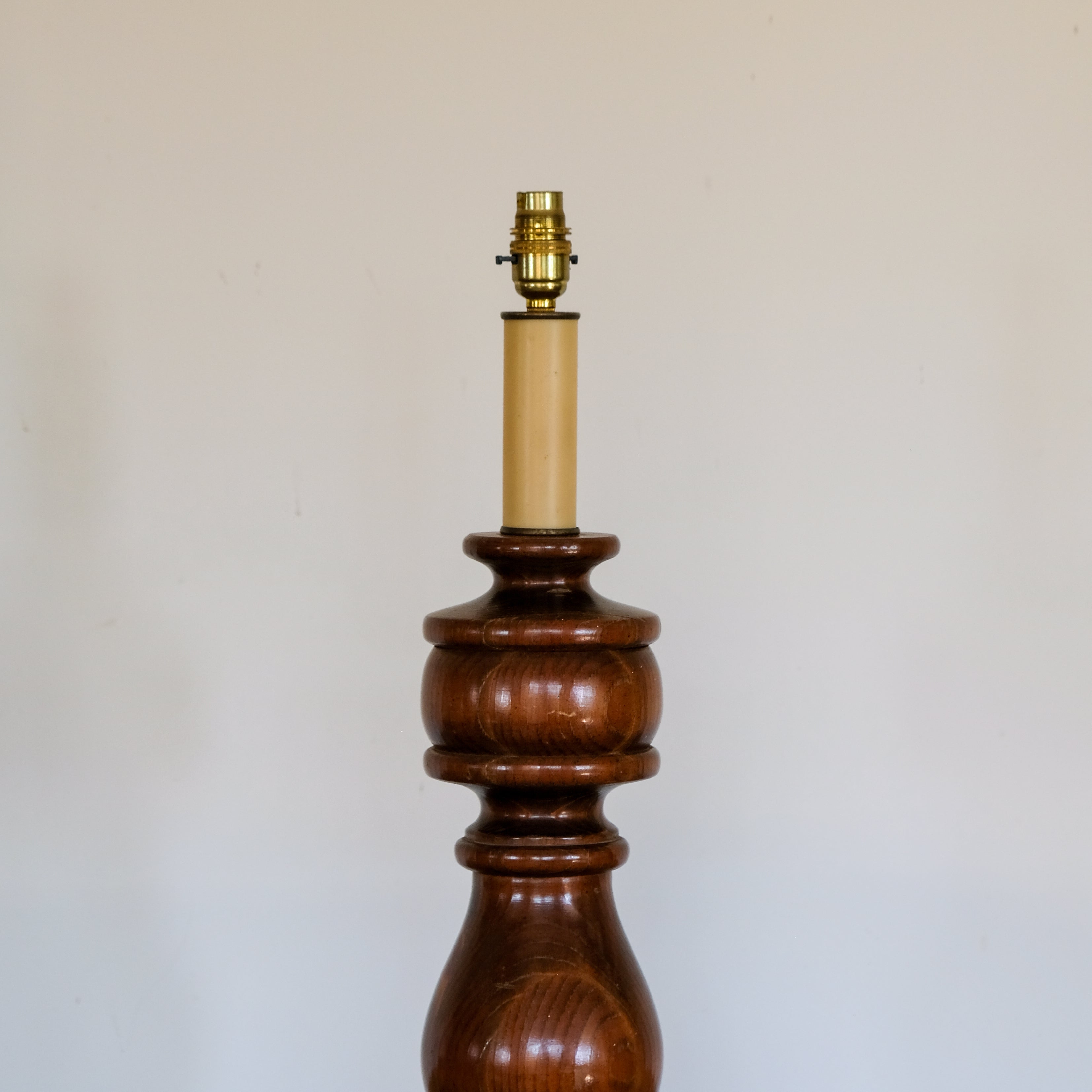 Large Turned Hardwood Table Lamp