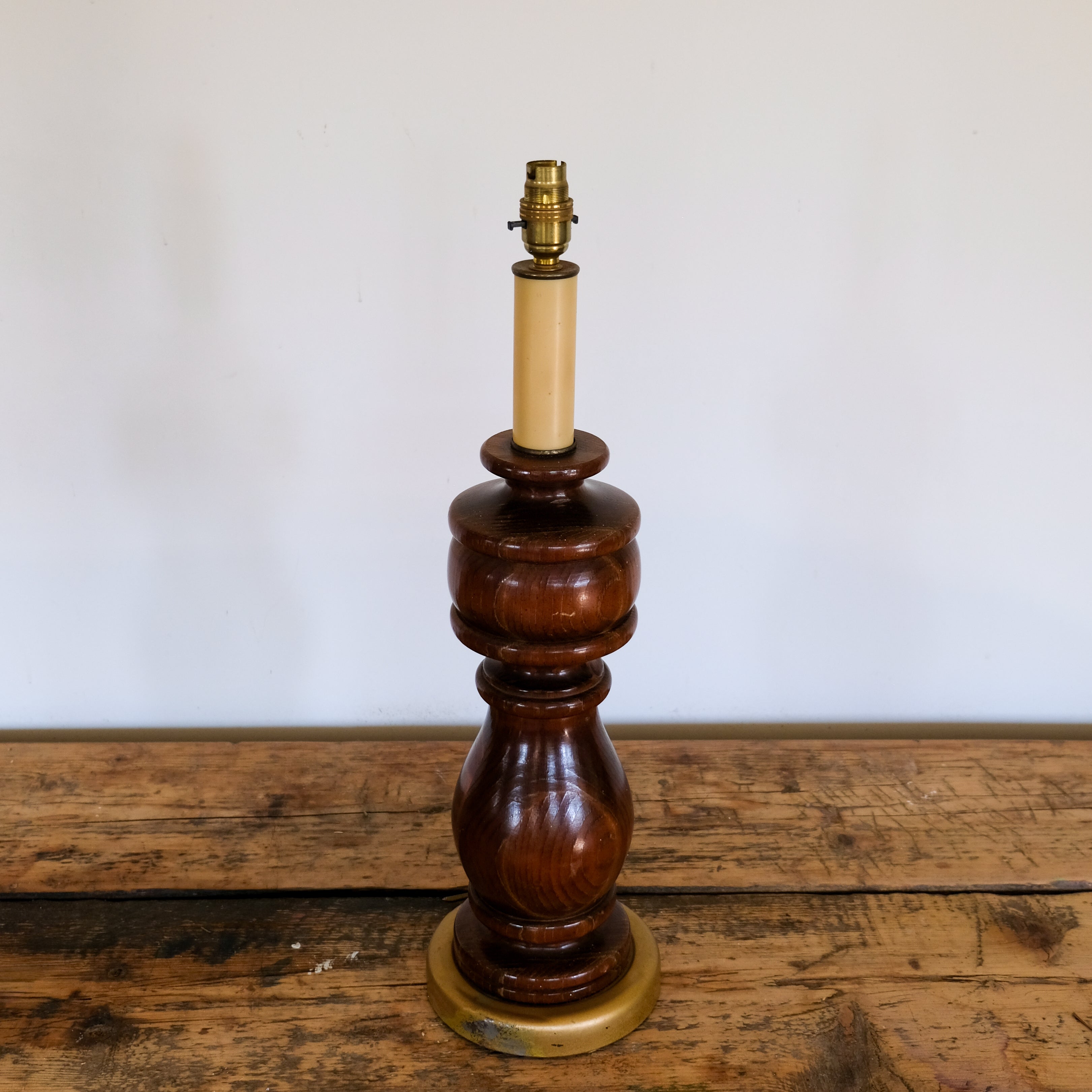 Large Turned Hardwood Table Lamp