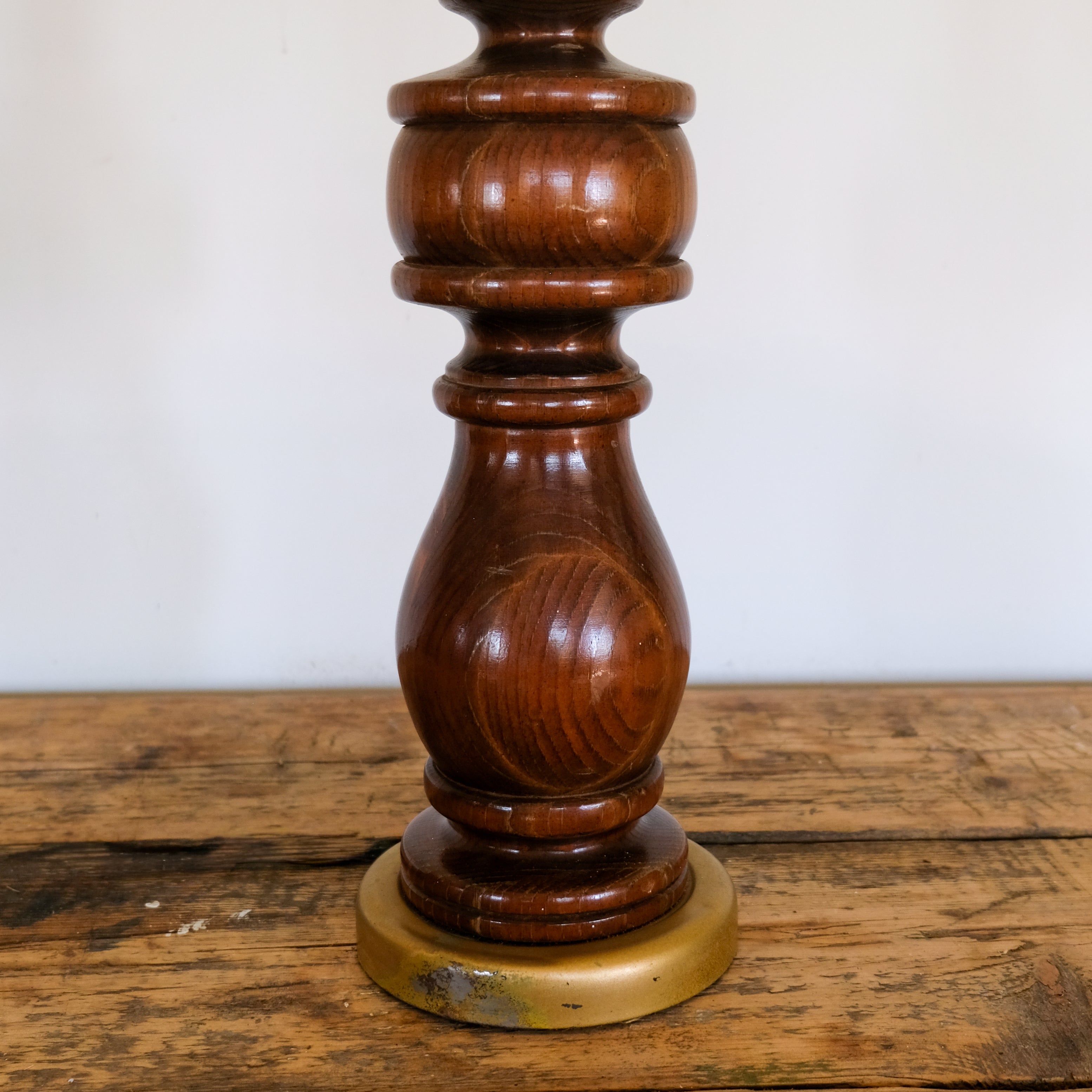 Large Turned Hardwood Table Lamp