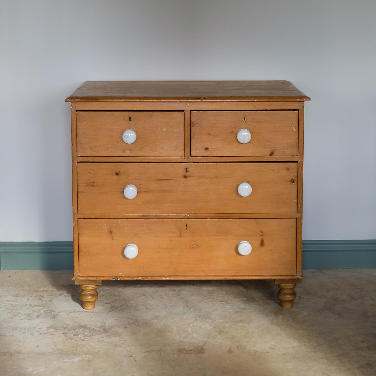 Victorian Pine Chest of Drawers with Ceramic Handles