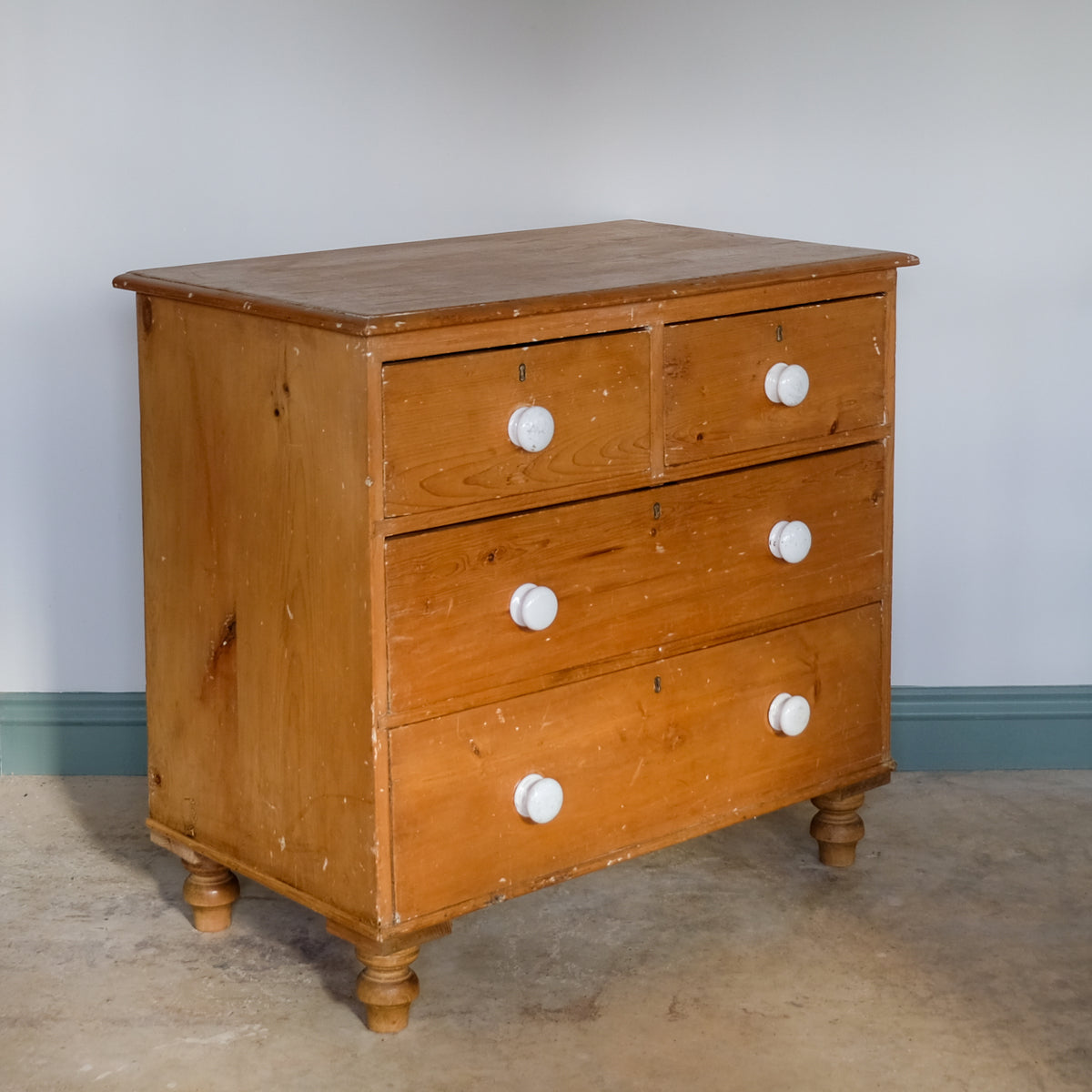Victorian Pine Chest of Drawers with Ceramic Handles