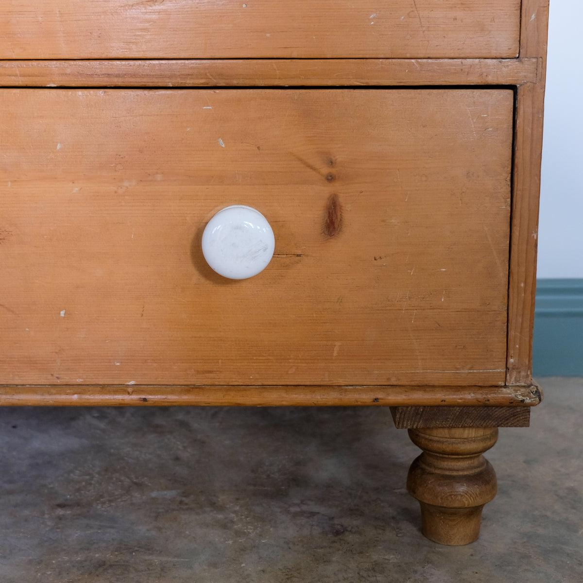 Victorian Pine Chest of Drawers with Ceramic Handles