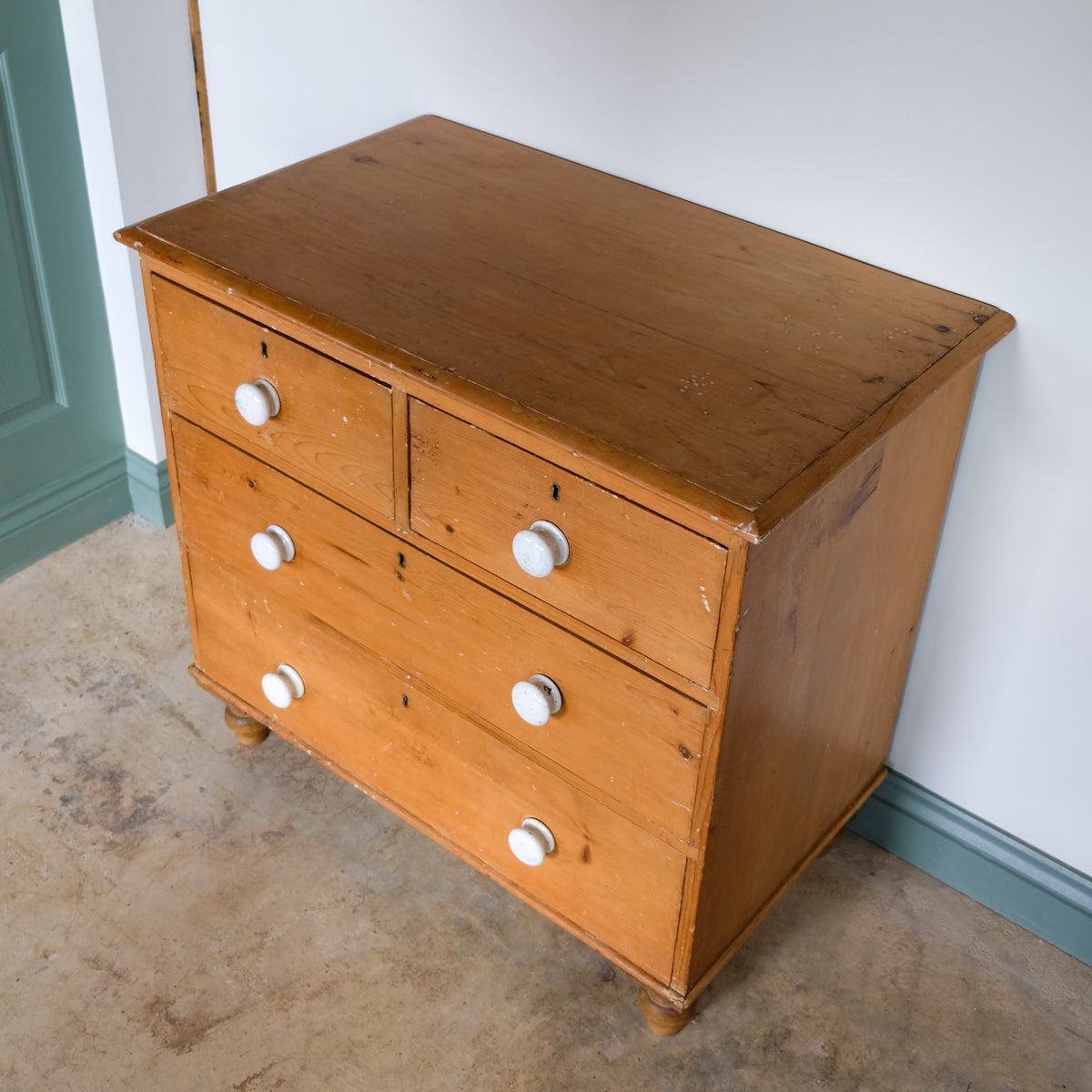 Victorian Pine Chest of Drawers with Ceramic Handles