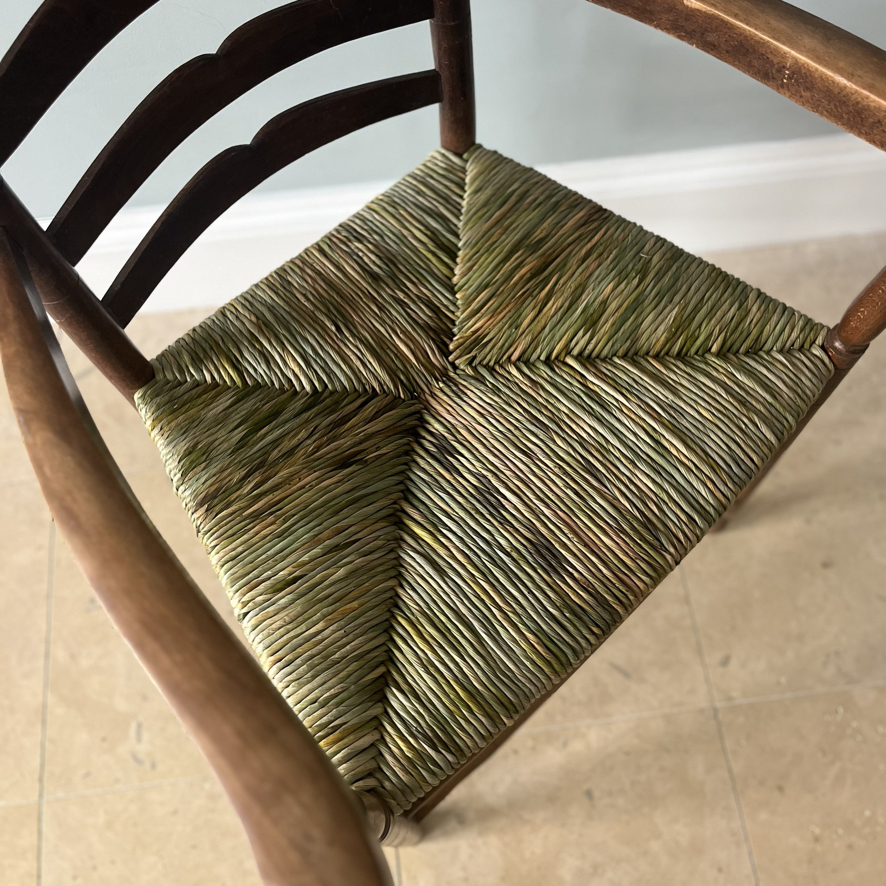 19th century ladder back carver armchair