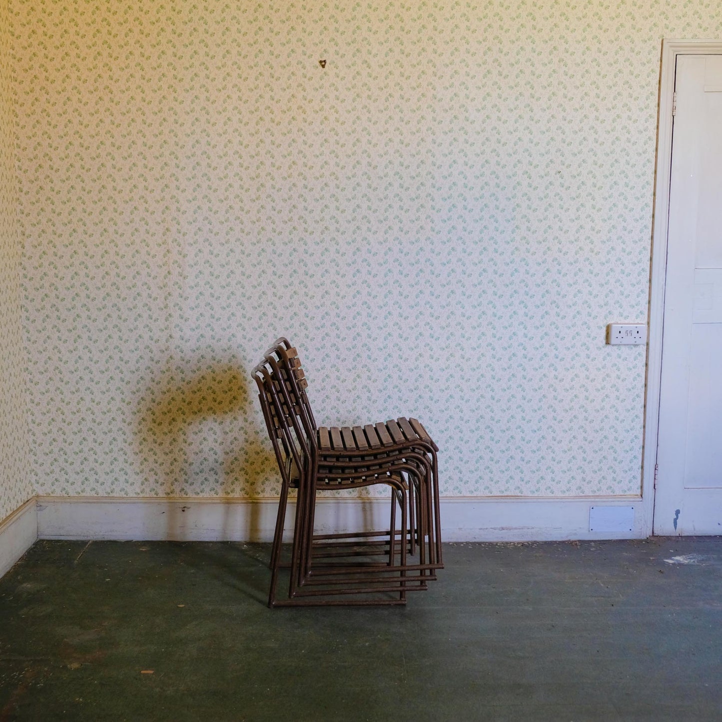 VINTAGE SLATTED STACKING CHAIRS
