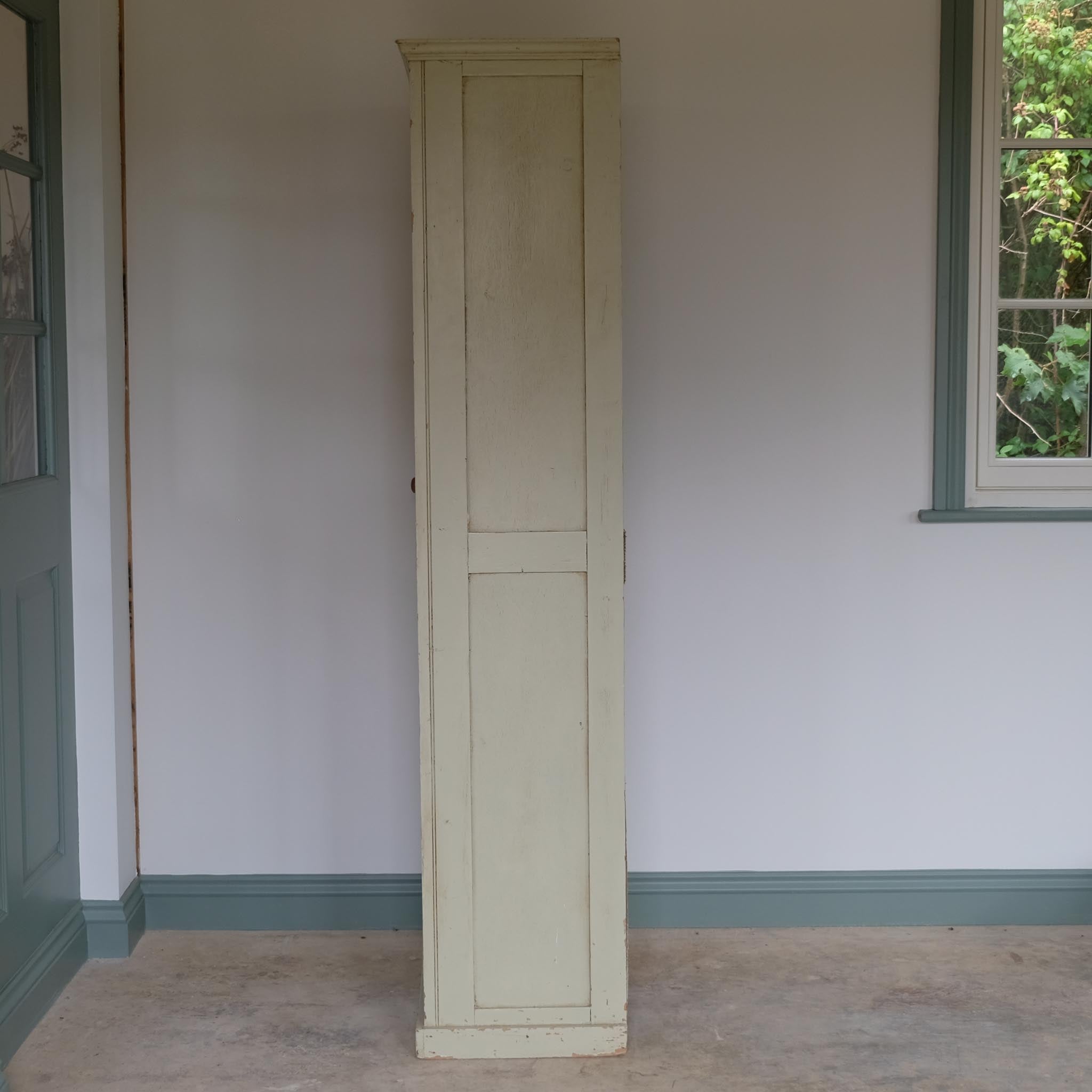 19TH CENTURY ENGLISH PAINTED GREEN CUPBOARD
