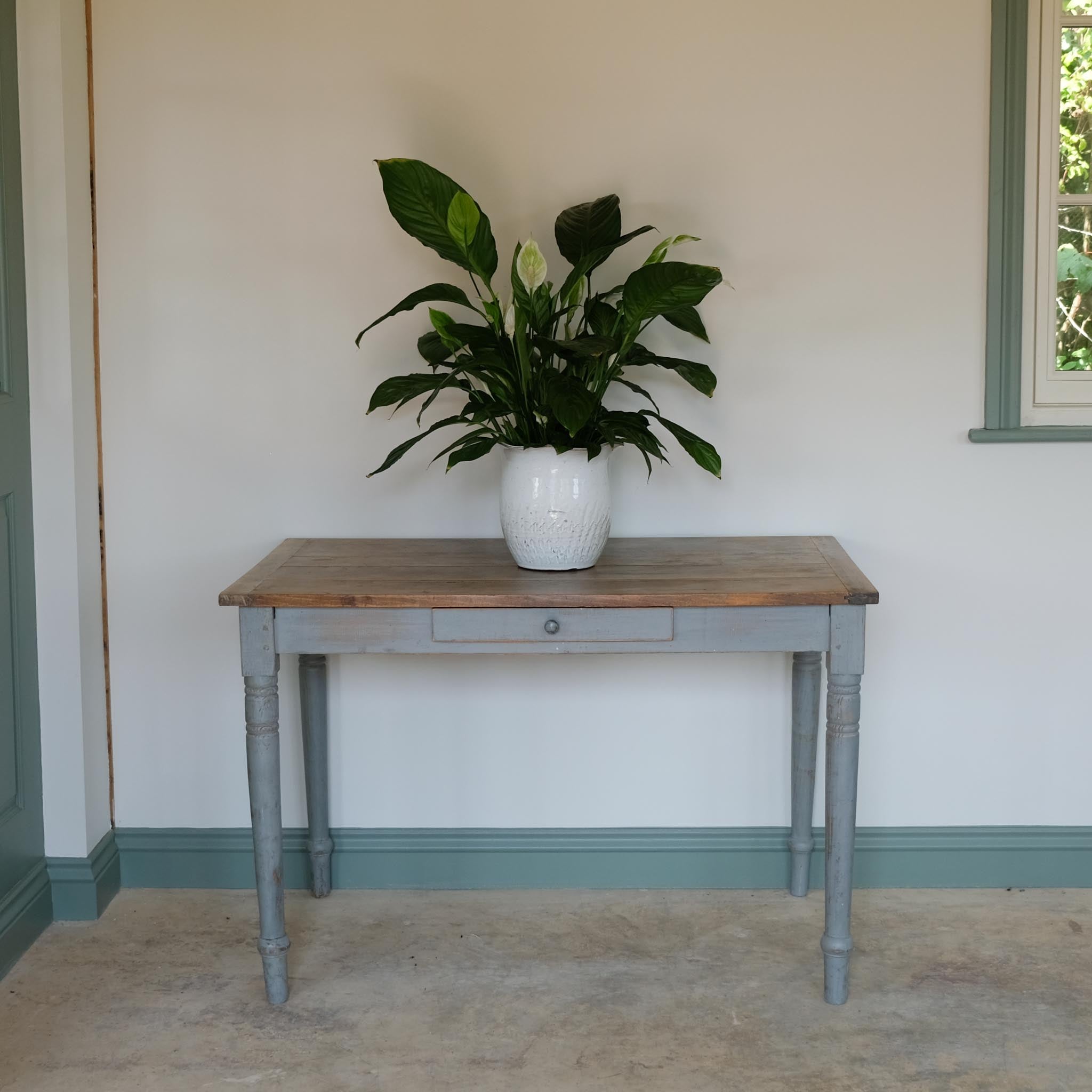 EDWARDIAN PAINTED DESK / DRESSING TABLE / KITCHEN PREP TABLE