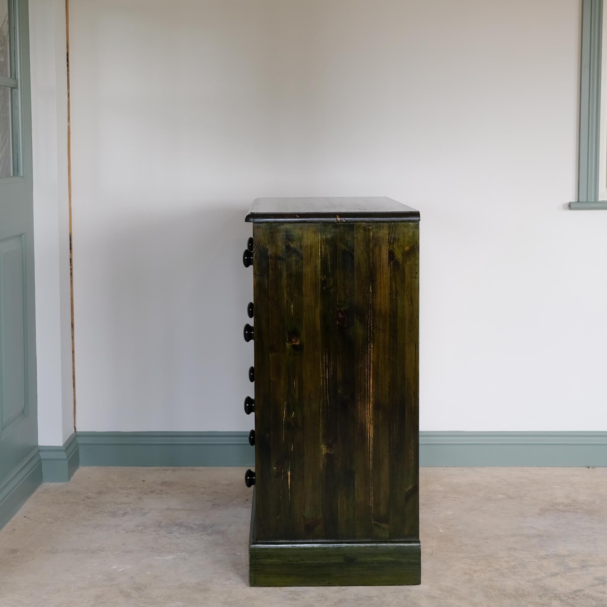 GREEN PINE CHEST OF DRAWERS