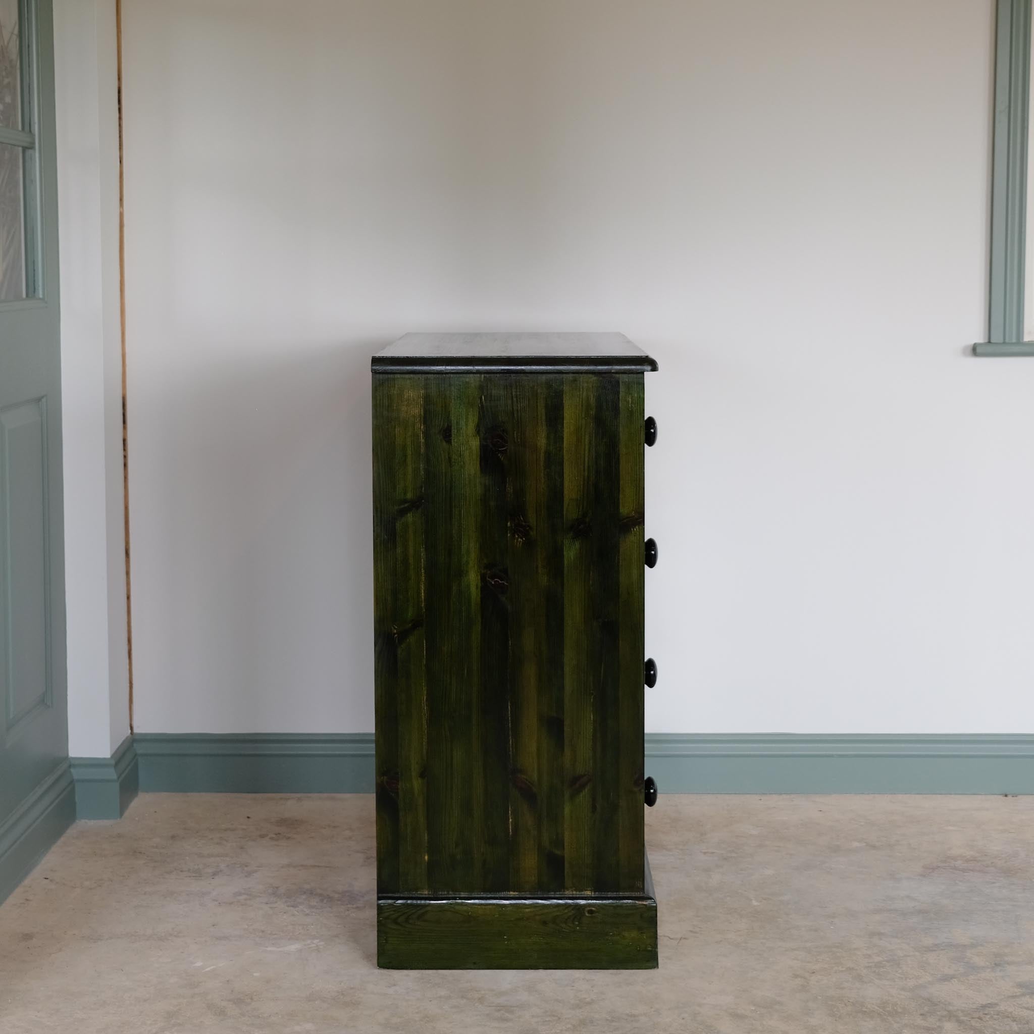 GREEN PINE CHEST OF DRAWERS