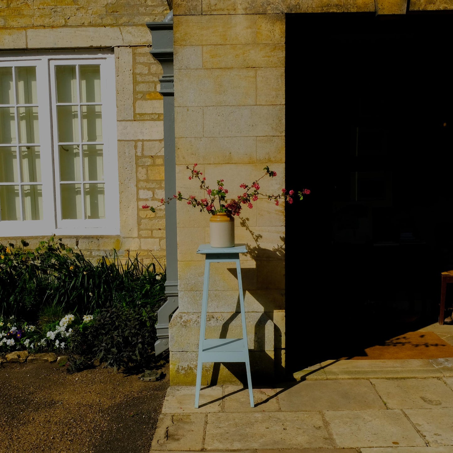 BLUE PAINTED JARDINIERE