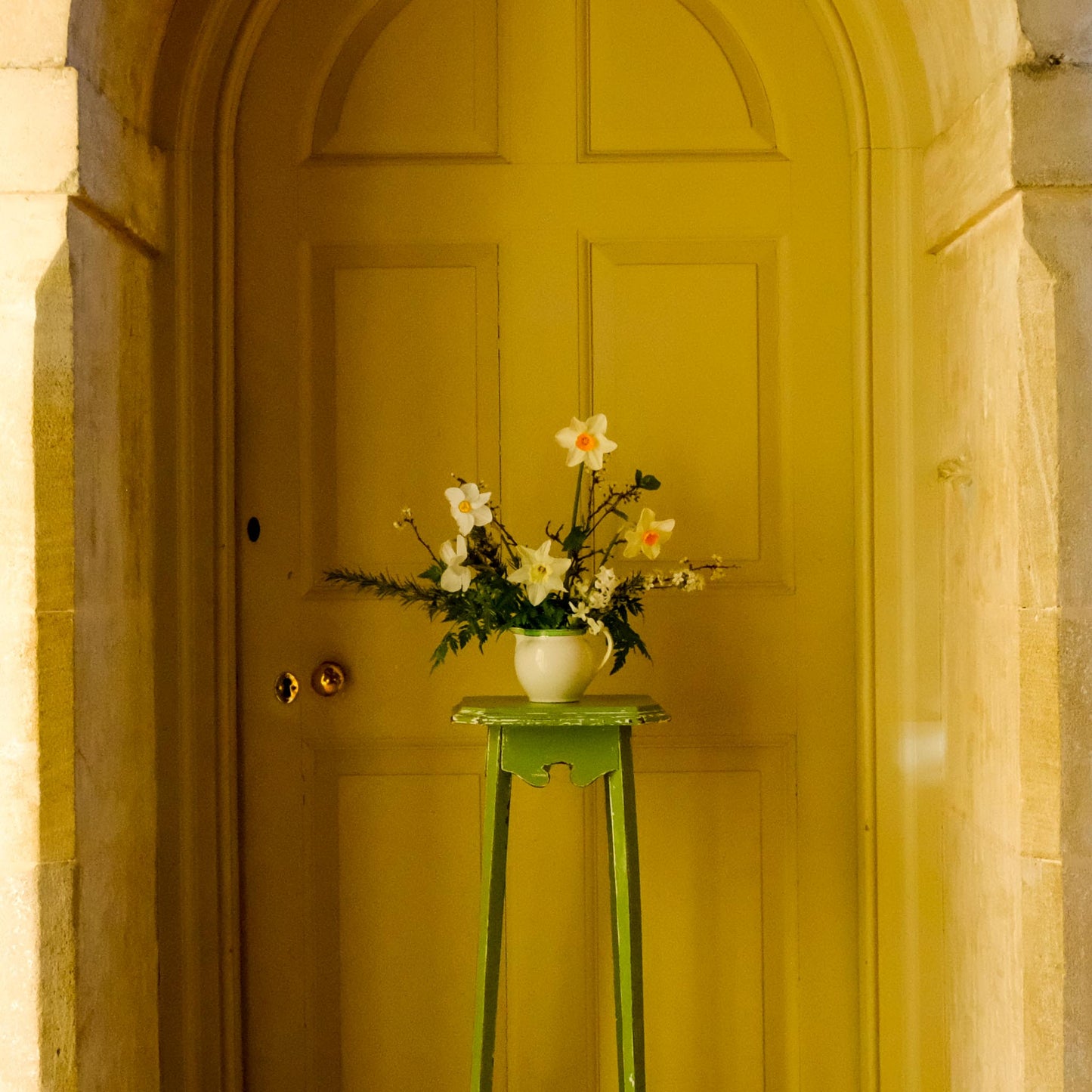 GREEN PAINTED JARDINIERE