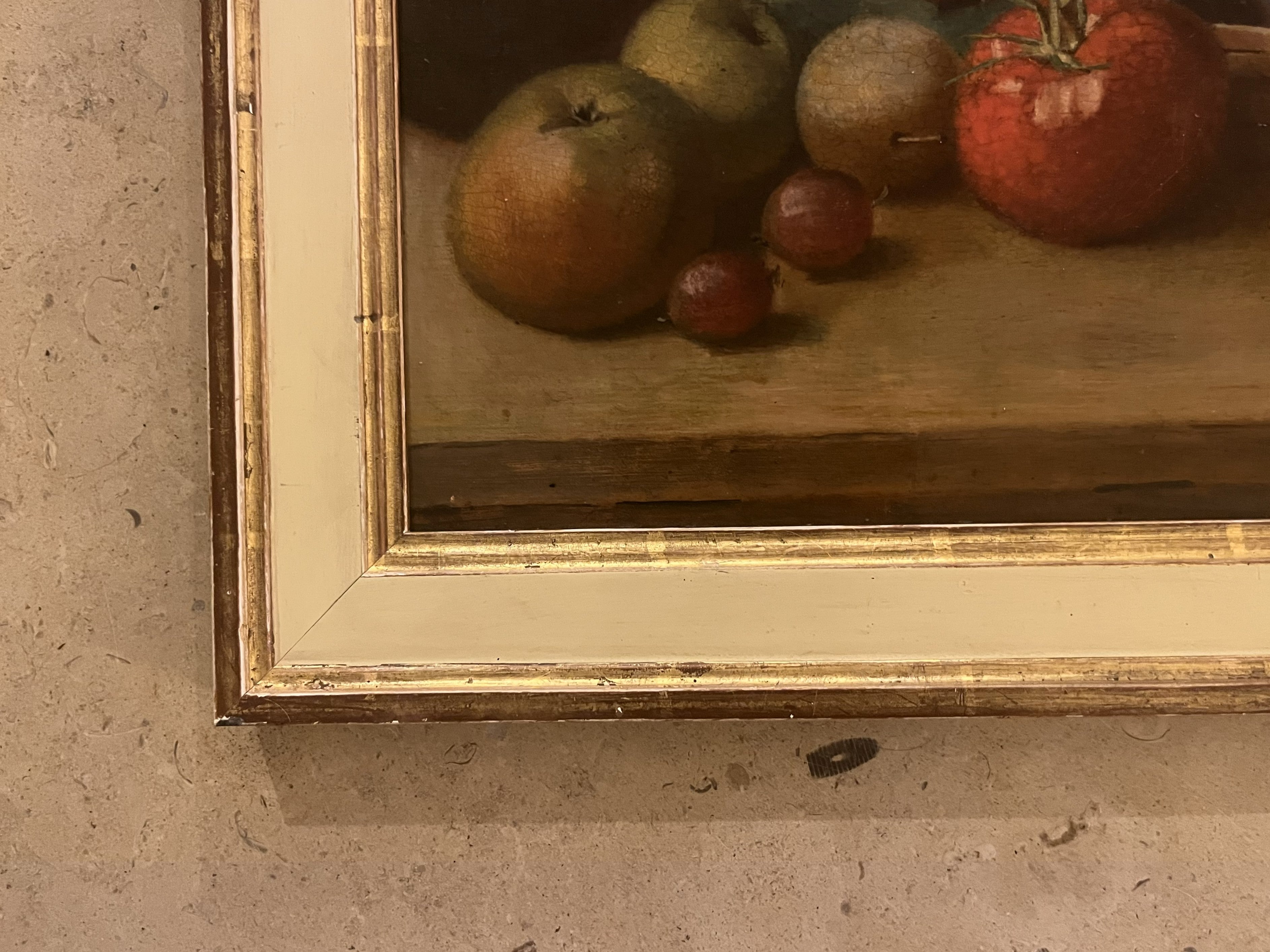 LATE 19TH CENTURY OIL ON BOARD STILL LIFE WITH GARDEN HARVEST