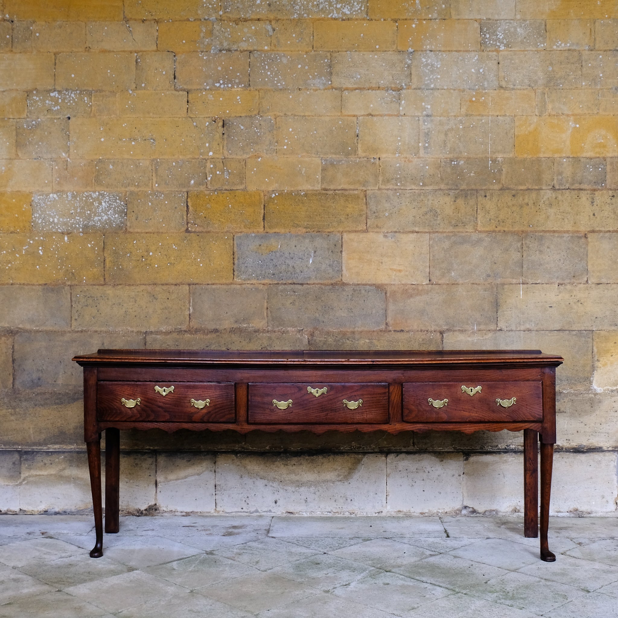 Large Mid-18th Century Oak Dresser Base