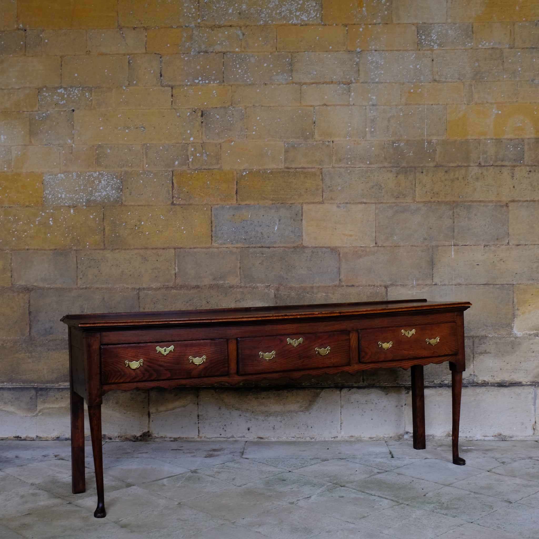 Large Mid-18th Century Oak Dresser Base
