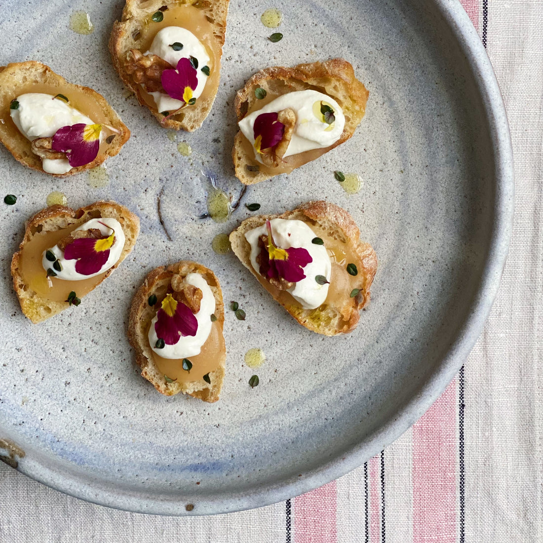 Pear Butter & Whipped Goats Cheese Crostini