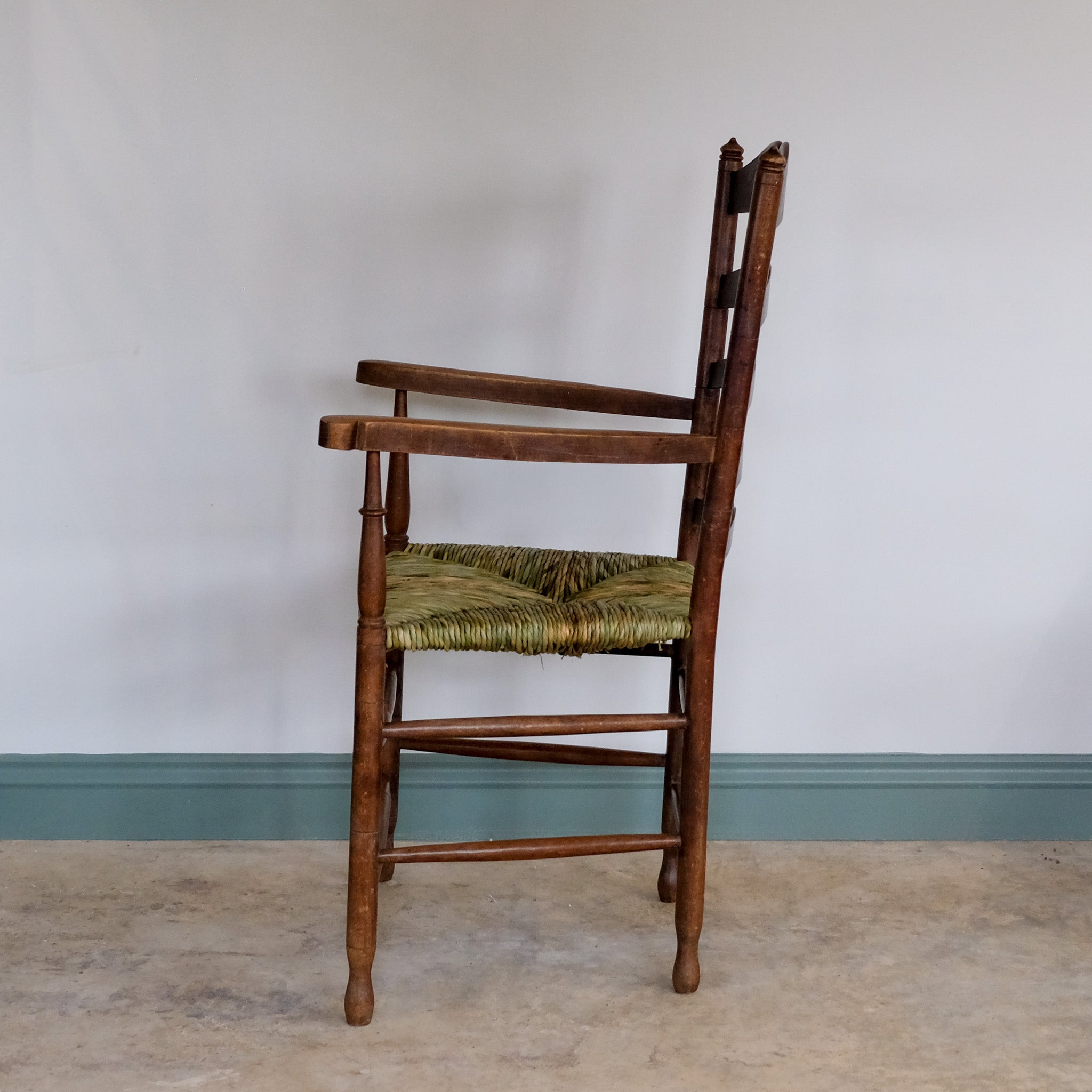 19th century ladder back carver armchair