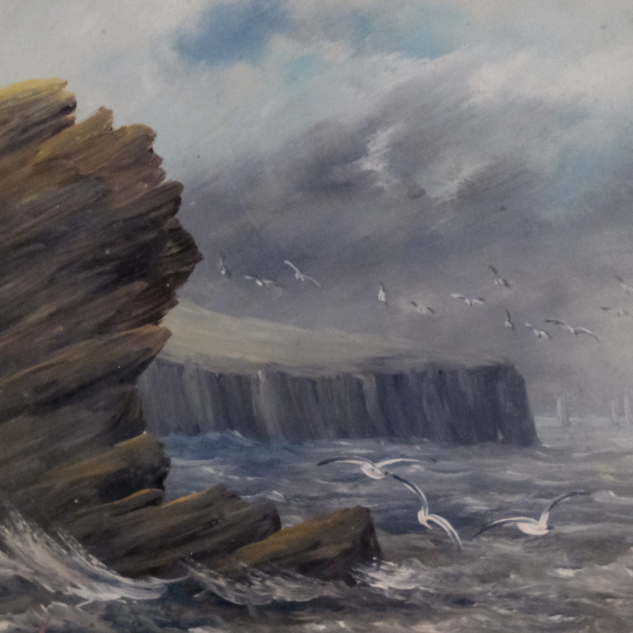 COASTAL SEASCAPE WITH SAILING BOAT ENGLISH SCHOOL