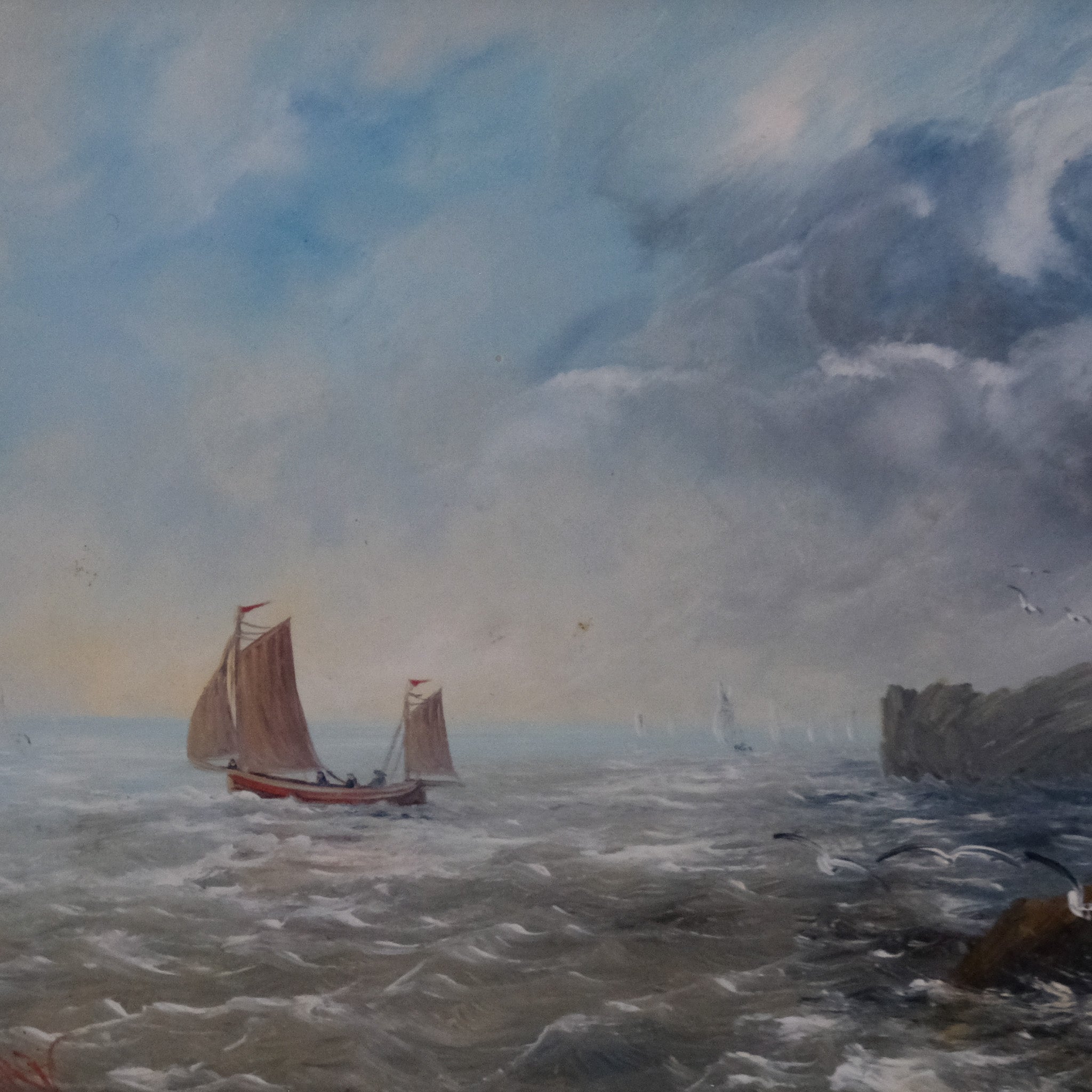 SCHOONER ON A CHOPPY SEA ENGLISH SCHOOL